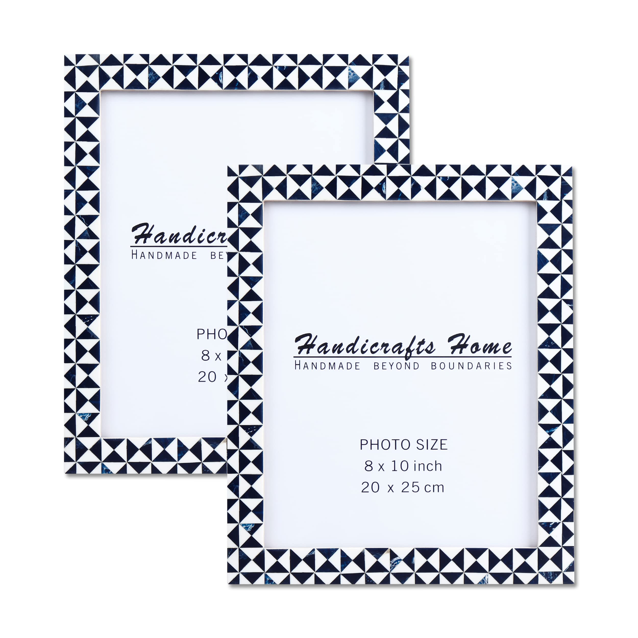 Handmade Wooden 8x10 Picture Frames - Marquet-Prism Collection (Set of 2) for Wall Decor, Living Room & Bedroom Photos