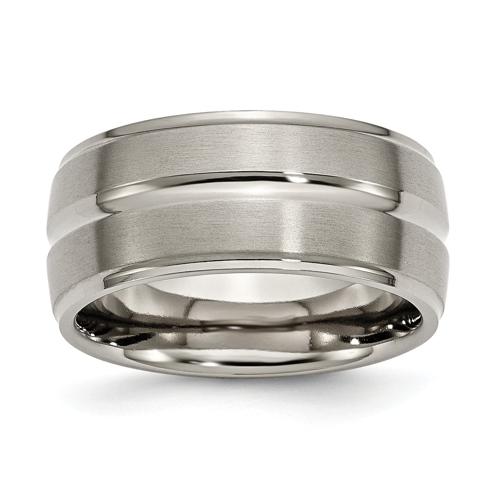 10mm Titanium Men's Wedding Band - Size 9.5 Comfort Fit Grooved Design - Durable & Lightweight Ring for Everyday Wear, Anniversary Gifts & Special Occasions