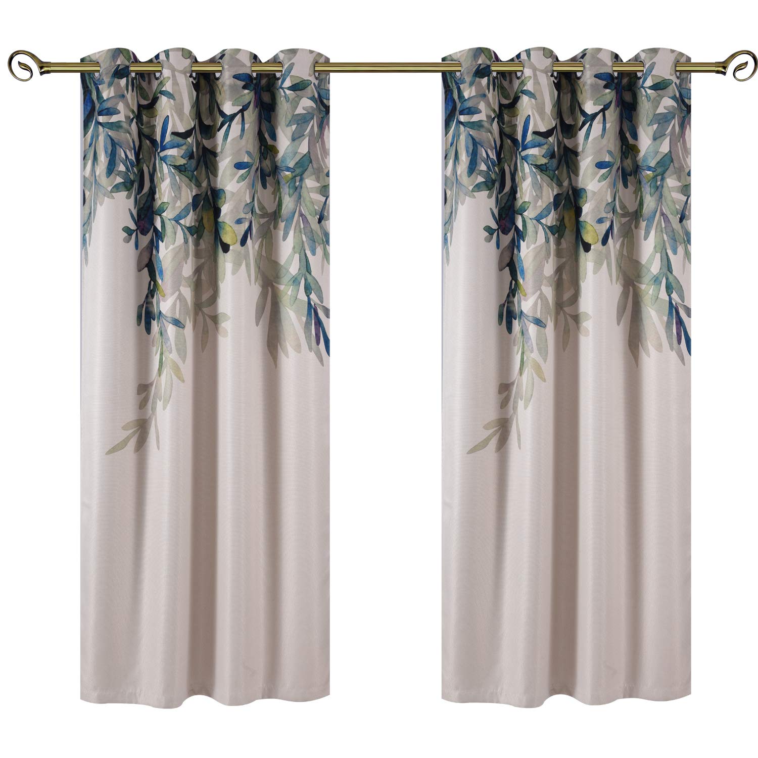 Taisier Home Weeping Leaves Digital Print Curtains - 2 Panels Set, 72 Inch Length, Grommet Top, Stylish Floral Design for Living Room, Dining Room, Bedroom & Kids Room - Perfect for Adding Elegance to Windows & Enhancing Home Decor