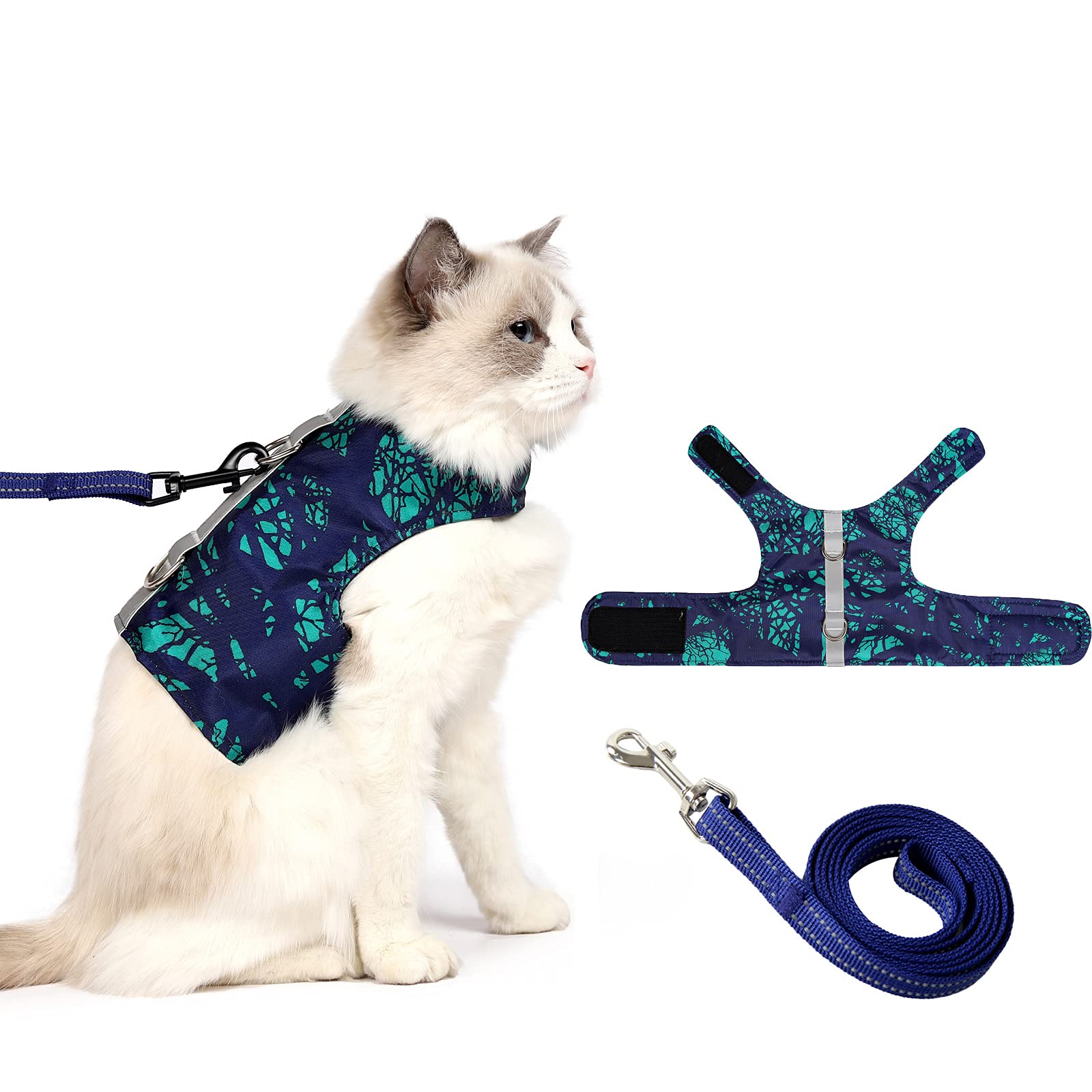 Escape-Proof Cat Harness & Leash Set - Breathable Air Mesh Vest with Reflective Strips for Small Dogs & Cats (Size S, Dark Green) - Perfect for Outdoor Walking, Hiking & Adventure