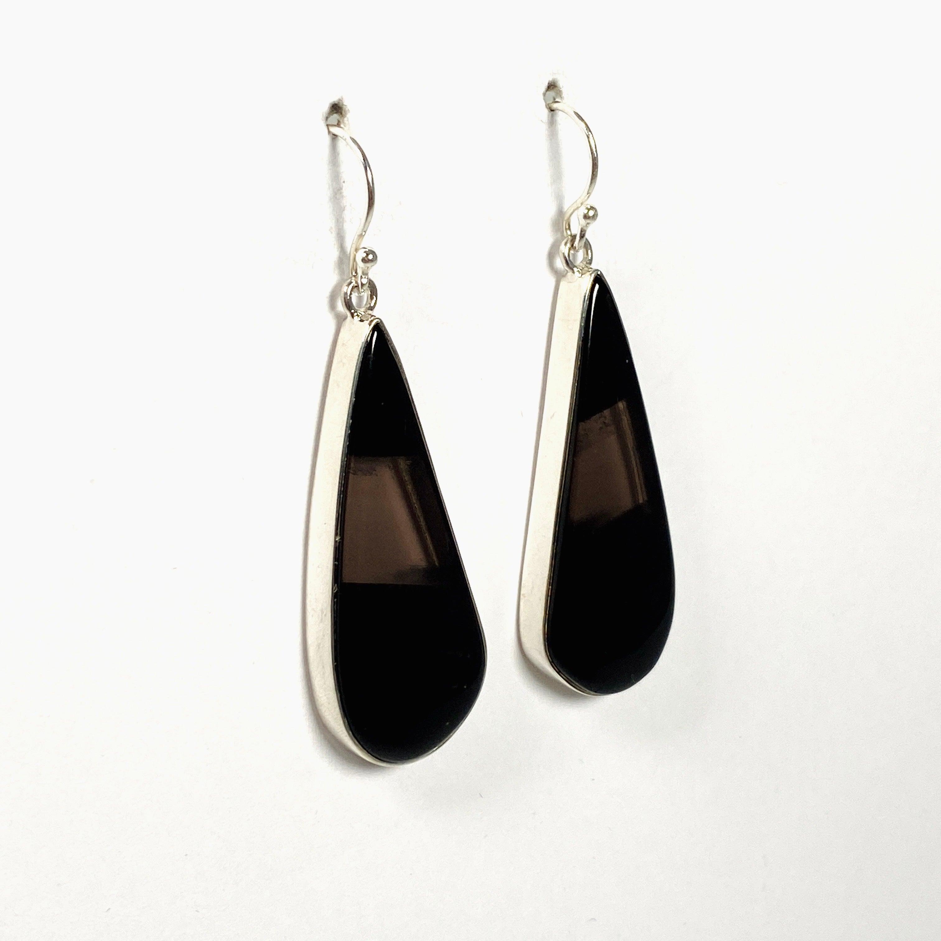 Midnight Obsidian Teardrop Earrings for Women - Elegant Black Gemstone Dangle Earrings KEGJ1355 - Perfect for Evening Parties, Weddings & Special Occasions