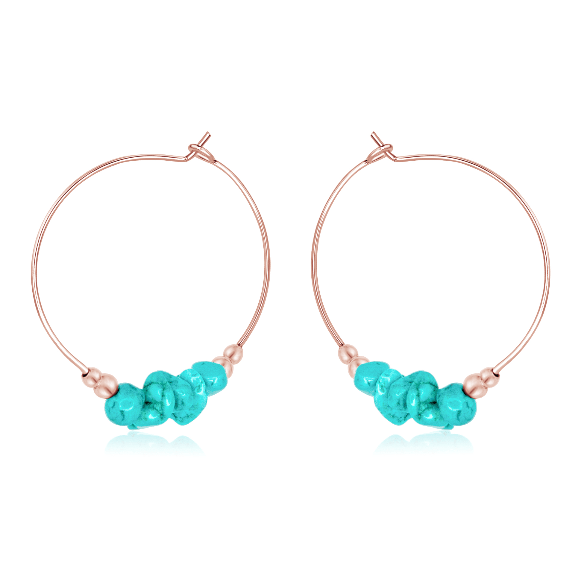 Turquoise Crystal Chip Large Hoop Earrings for Women - Boho Chic Statement Jewelry for Parties, Weddings & Everyday Wear