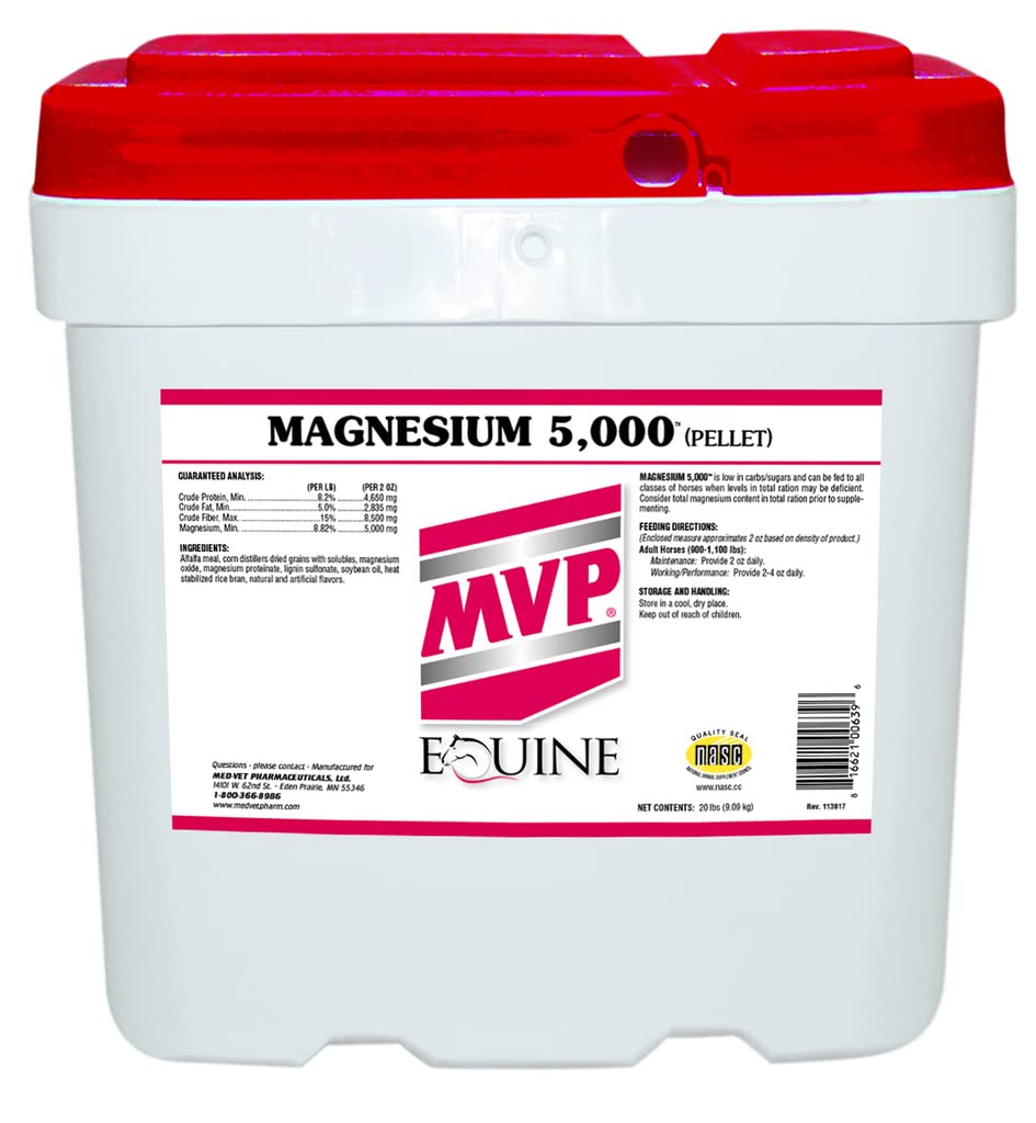 Magnesium 5000 (20lb) for Horses - Calming Supplement, Metabolism & Muscle Function Support - Ideal for Training, Recovery & Stress Relief