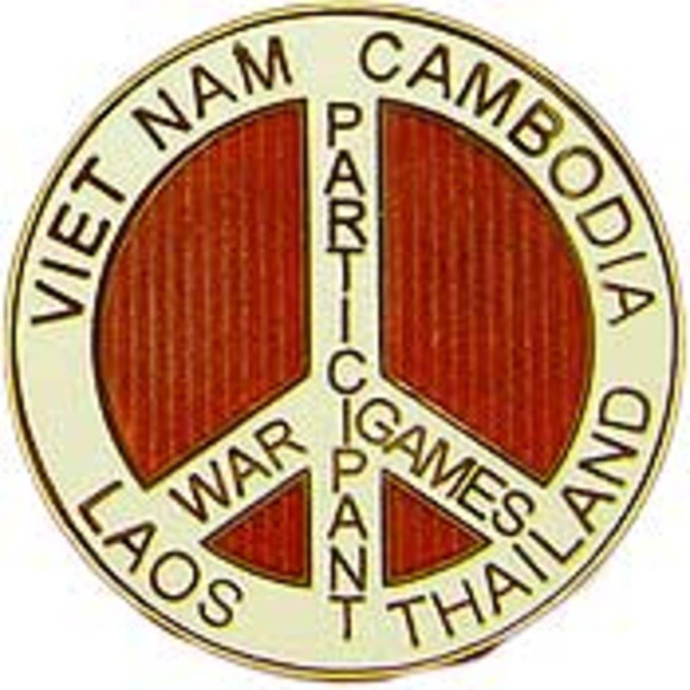 Vietnam War Games Pin - 1 Inch White Enamel Military Collectible Badge for Veterans, History Buffs & Reenactments