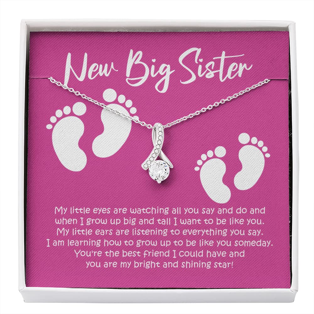 Personalized Big Sister Gift - Baby Feet Necklace for New Big Sister | Thoughtful Present from Baby to Future Big Sister | New Baby Gift Ideas for Siblings | Perfect for Welcoming Newborn, Sibling Bonding & Special Occasions