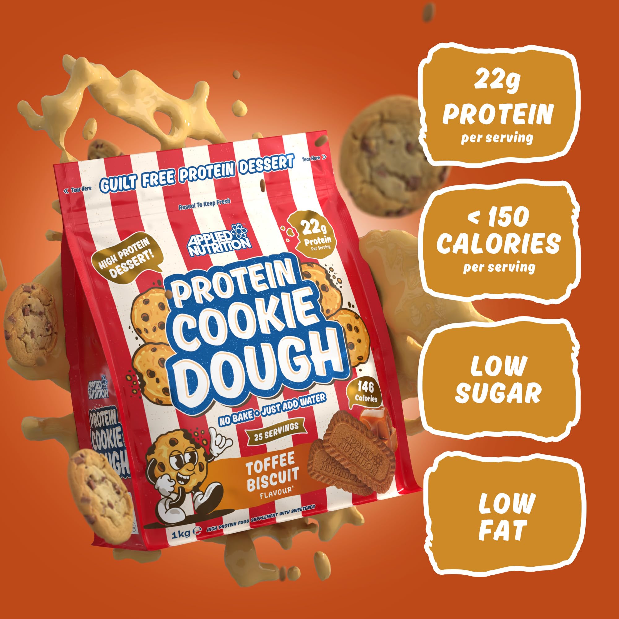 Applied Nutrition Protein Cookie Dough 1kg - High Protein Snack for Fitness & Weight Loss | Perfect for Post-Workout Recovery & Healthy Dessert