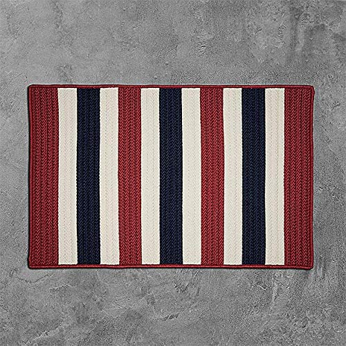 Portico Rugs 2x12 Feet Patriotic Stripe Red White Blue Indoor/Outdoor Runner Rug for Entryway, Hallway, Kitchen, and Patio Decor