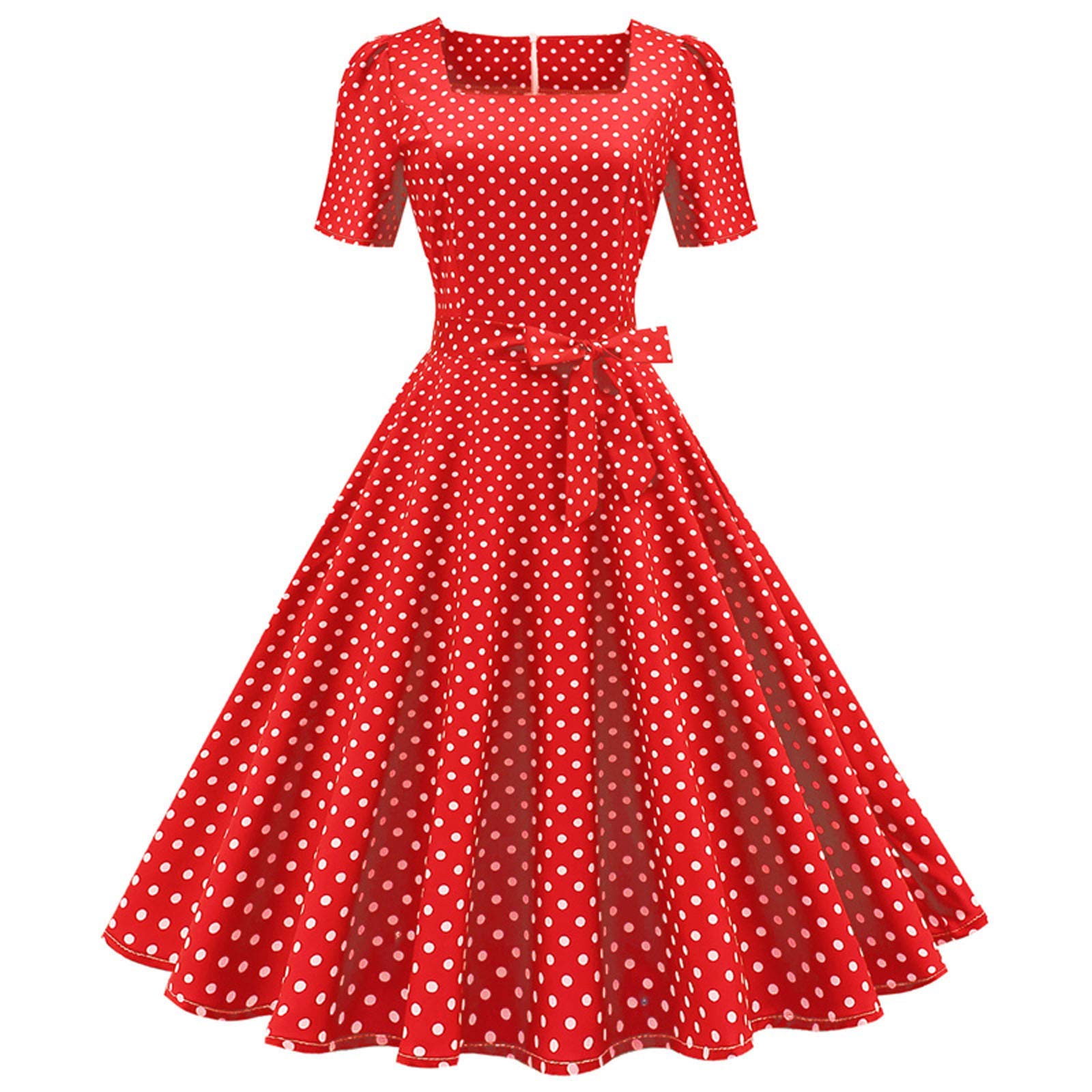 Vintage 1950s Housewife Dress for Women - Short Sleeve Retro Cocktail Party & Prom Dress | Perfect for Evening Events, Themed Parties & Photo Shoots