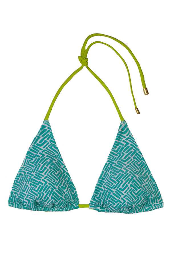 Reversible String Bikini Top - Sunset Key Kiwi Print | Adjustable Swimwear for Women | Beach, Pool & Summer Vacation Outfits