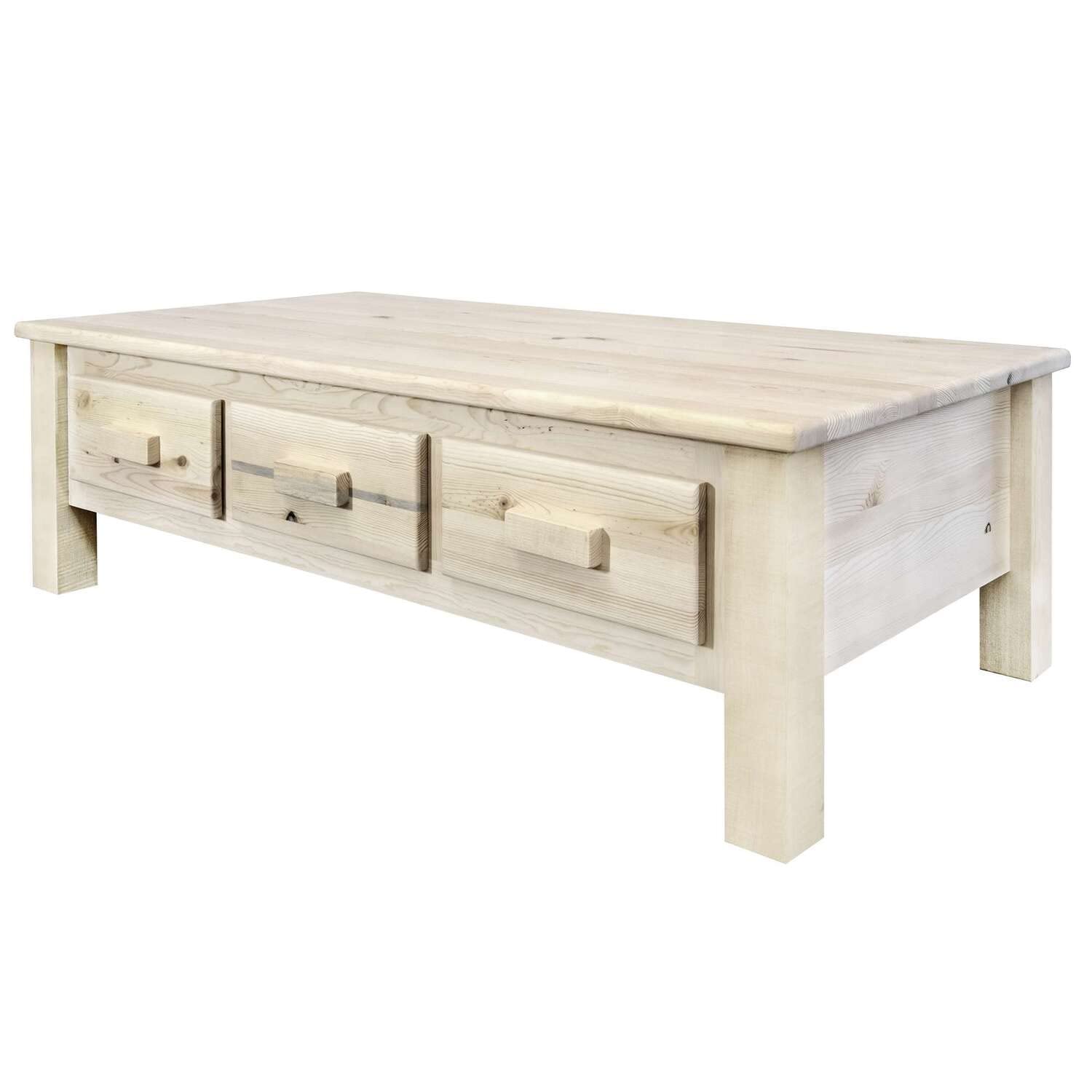 Montana Wooden Coffee Table with 6 Drawers - Clear Lacquer Finish for Living Room