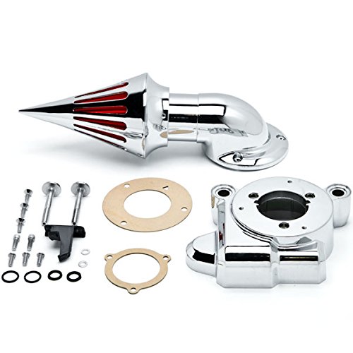 Krator Chrome Spike Air Intake Cleaner Filter Kit for 2014-2015 Harley Davidson CVO Road King FLHRSE6 - High Performance Motorcycle Air Filter Upgrade for Better Engine Protection & Style Enhancement