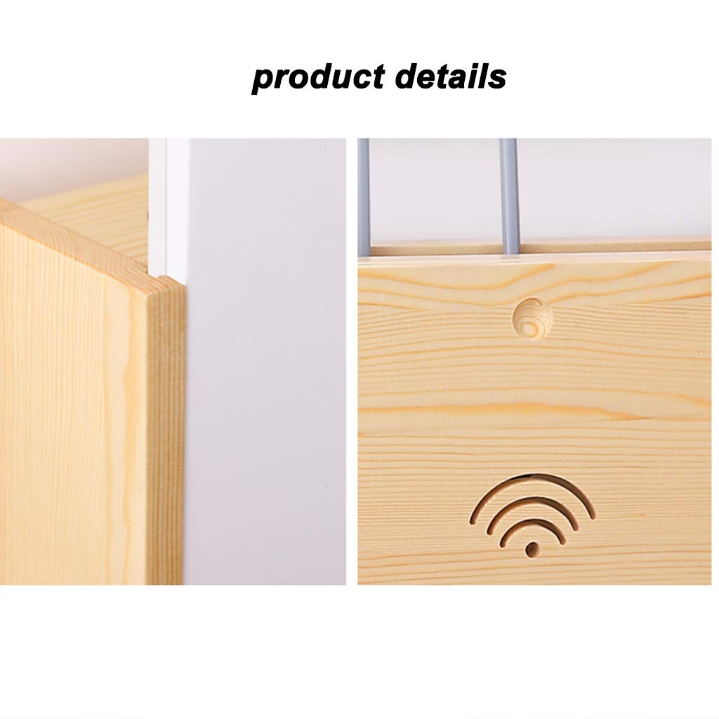 Wall Mount Wooden WiFi Router Shelf - Modern Floating Storage Box for Home & Office - Organize Cords, Multimedia Devices & Power Sockets - Perfect for Living Room, Bedroom or Workspace Organization