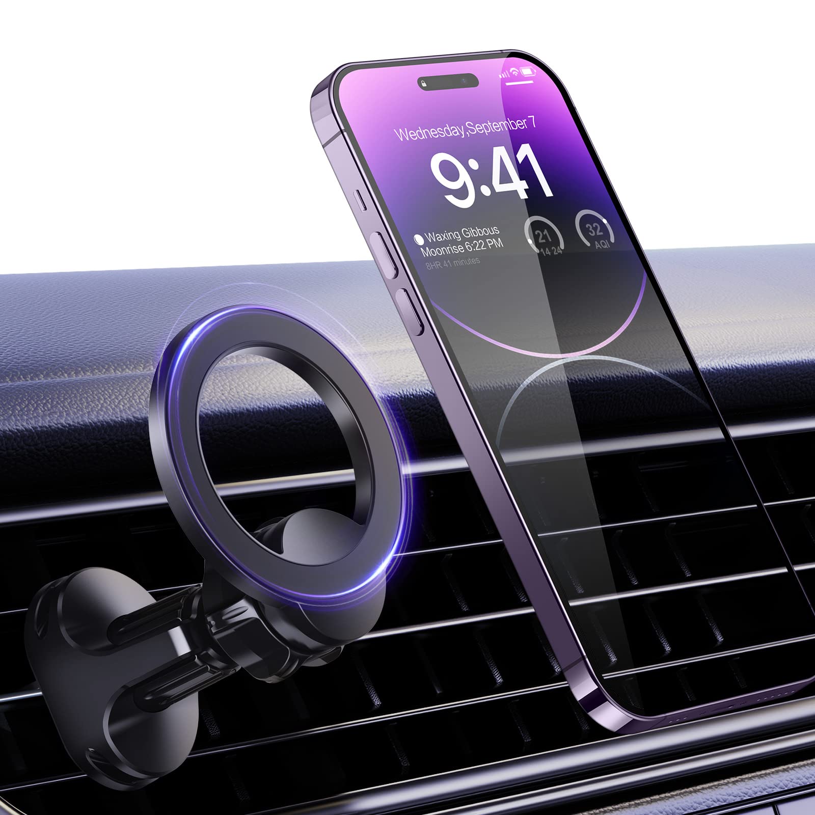 MWRWMYM Magnetic Phone Holder for Magsafe - Stable & Durable Car Vent Mount, 360° Adjustable iPhone Holder Compatible with iPhone 14/13/12 Pro Max/Plus - Perfect for Safe Driving & Hands-Free Navigation
