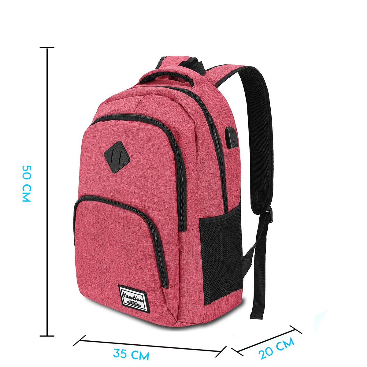 Stylish Pink Backpack for Women & Teen Girls - USB Charging Port School & College Backpack - Perfect for Daily Commute, Campus Life & Travel Accessories