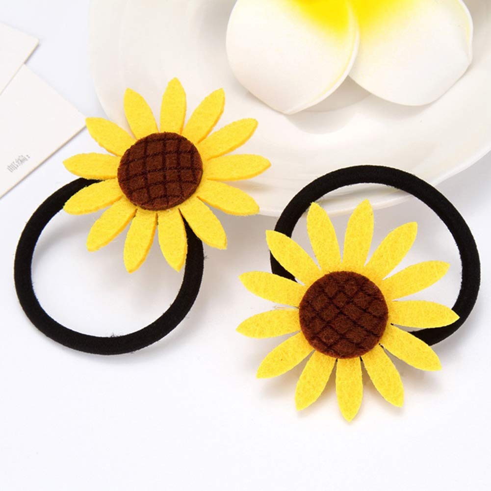 5Pcs Sunflower Elastic Hair Ties - Soft Ponytail Holders for Women & Girls - Perfect for School, Work, Gym, and Everyday Hairstyles