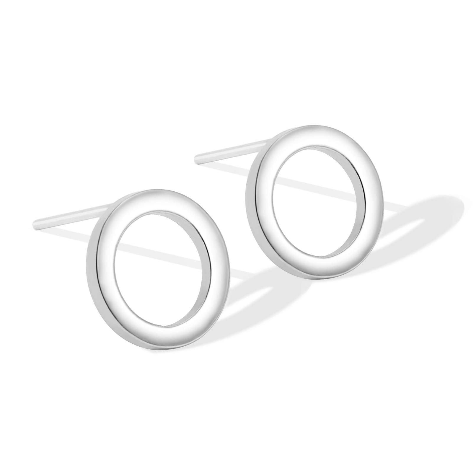 18K Gold Pearl Stud Earrings for Women - 10MM Small Round Hoop Earrings, Minimalist Circle Post Studs, Unisex Jewelry Gift for Birthday, Anniversary & Everyday Wear