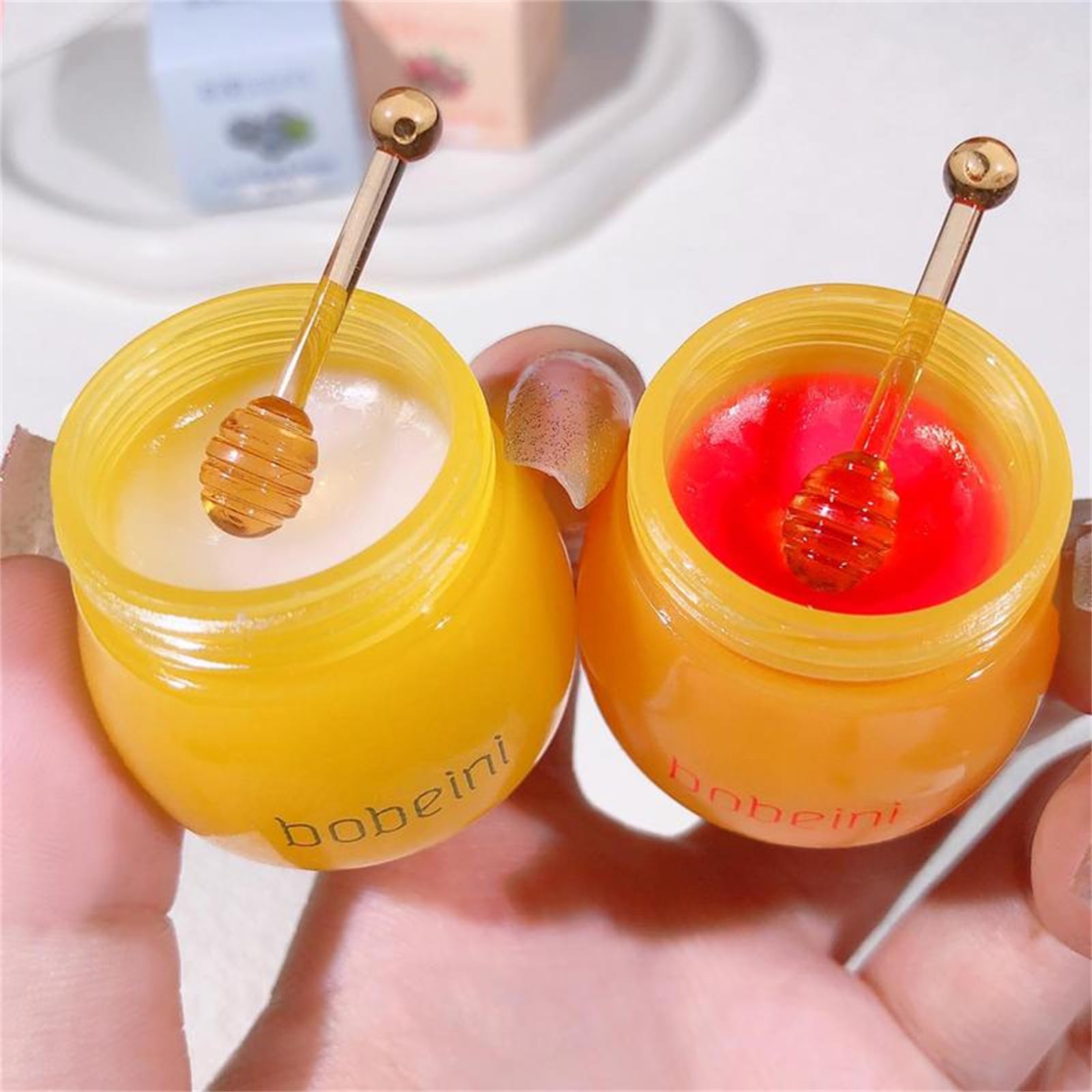 Bobeini Honey Lip Mask for Overnight Hydration - 2 Pack Moisturizing Lip Care Treatment with Natural Honey Extract | Perfect for Dry Lips, Nighttime Lip Therapy & Daily Lip Care Routine