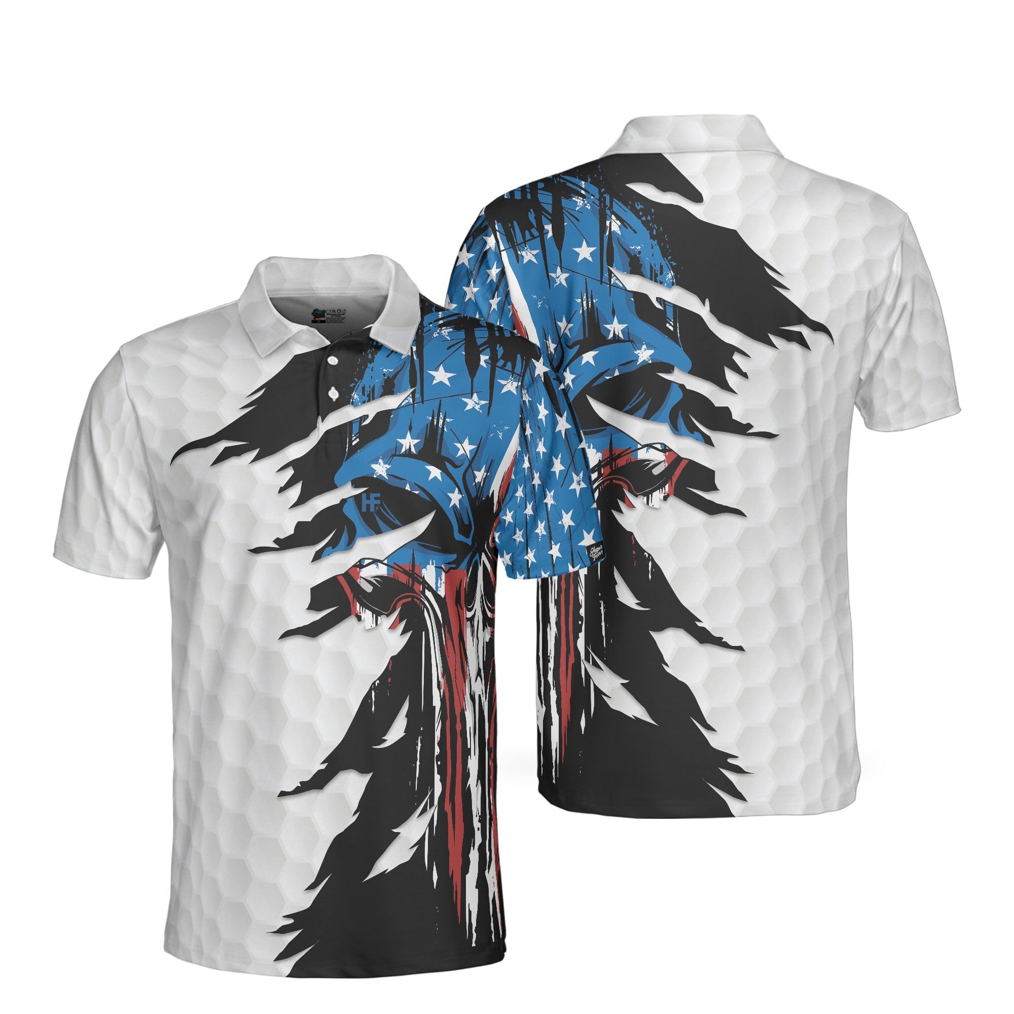 HYPERFAVOR Patriotic Golf Shirts for Men - American Flag Polo Shirts for Golfers - Breathable Short Sleeve Performance Shirt - Perfect for Golf Tournaments & 4th of July Celebrations