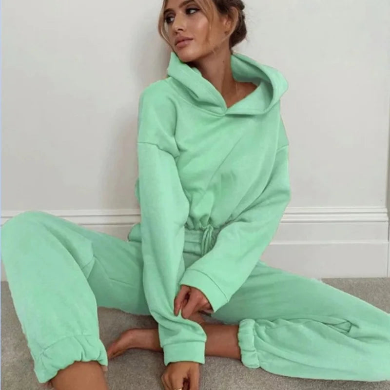 Trendy Women's Long Sleeve Sporty Casual Two-Piece Outfit Set with Waistband - Perfect for Gym, Yoga, Running & Everyday Streetwear