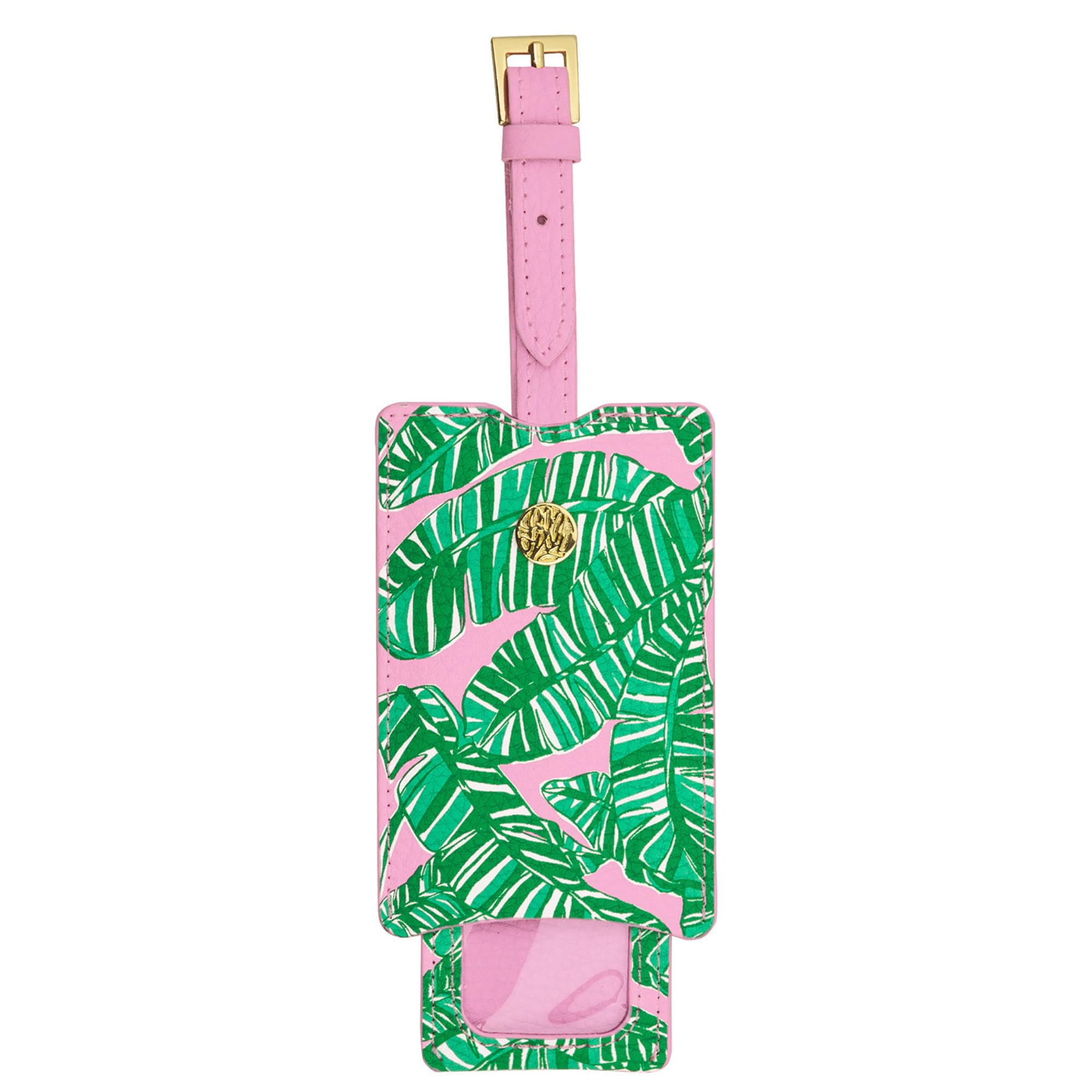 Lilly Pulitzer Leatherette Luggage Tag with Secure Strap - Colorful Suitcase Identifier for Travel Accessories (Let's Go Bananas Pattern) - Perfect for Vacation, Business Trips & Cruise Ship Luggage Identification