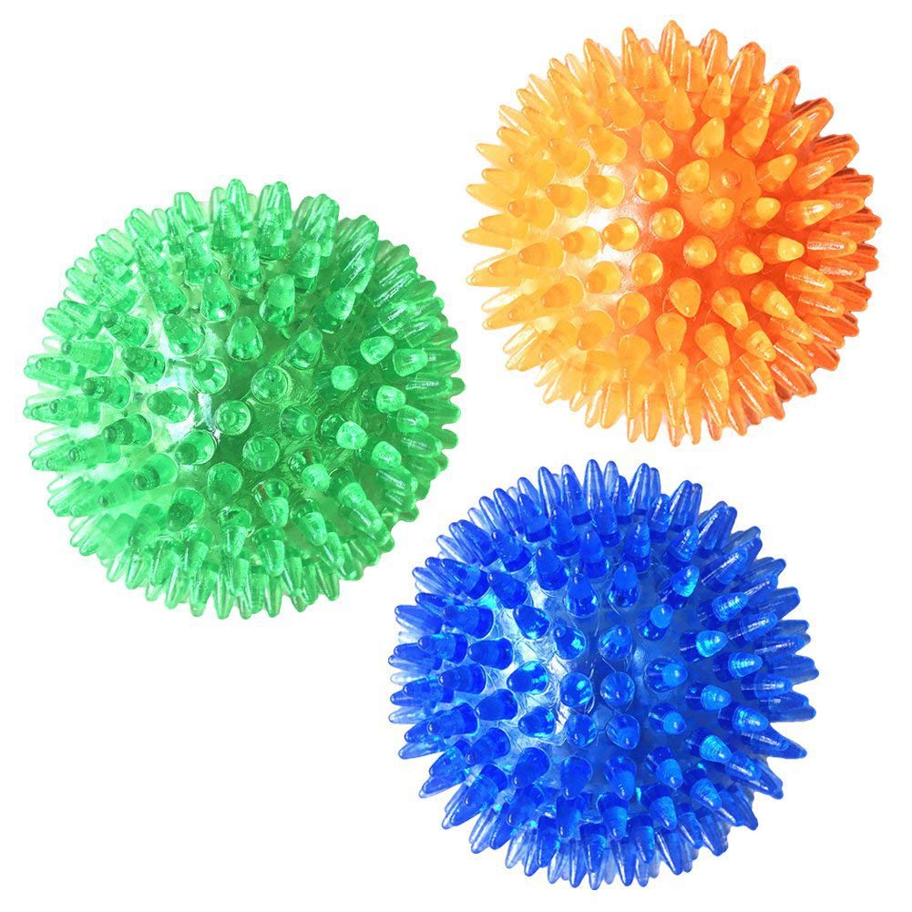 3 Pack Squeaky Chew Balls for Dogs & Cats - Soft Dental Cleaning Chew Toys with High Bounce for Puppies, Small Medium Large Pets - Great for Playtime, Teething Relief & Interactive Training