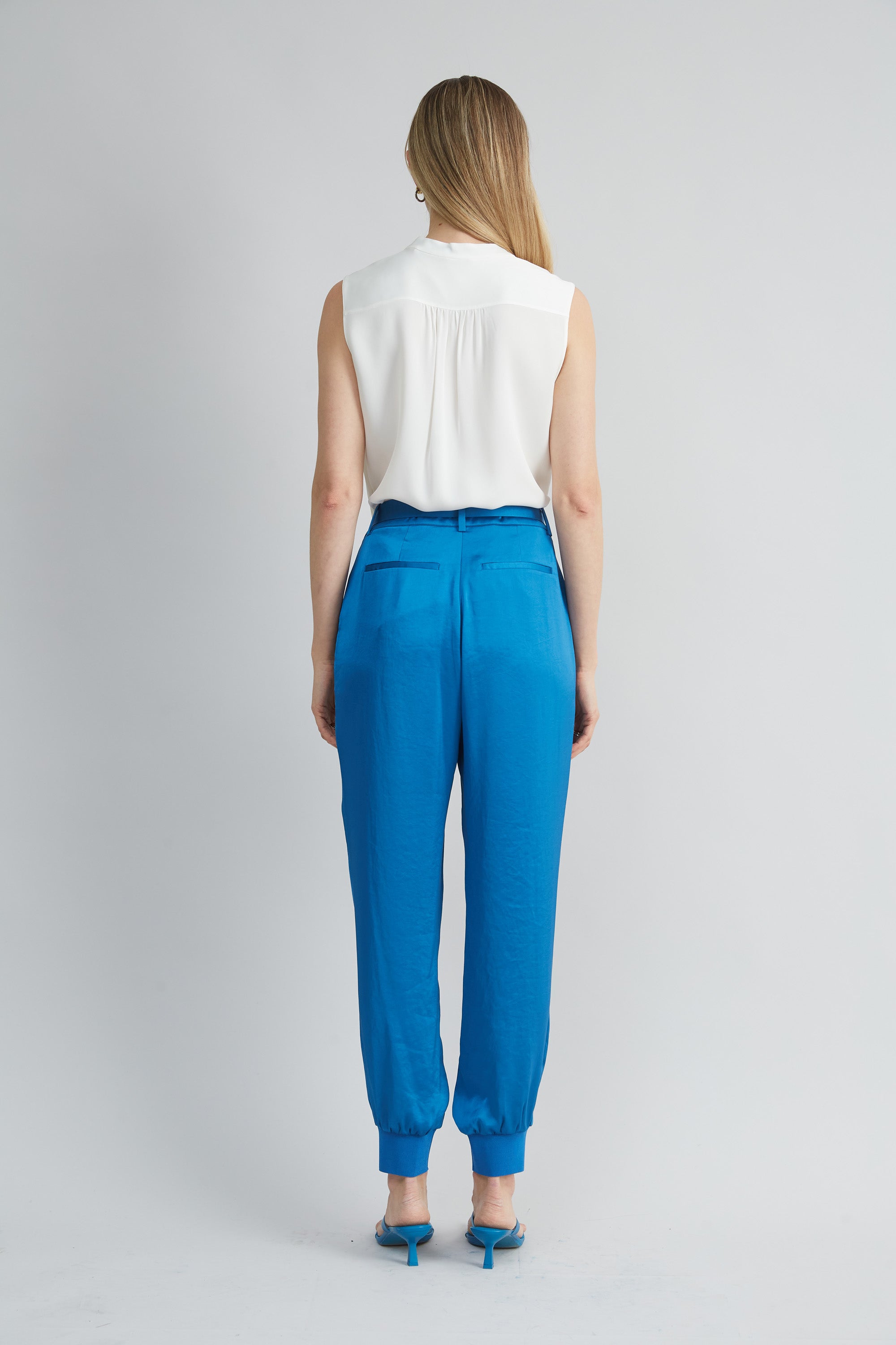 Women's High Waist Satin Belted Cargo Pants - Stylish & Comfortable Trousers for Casual Wear, Work & Travel