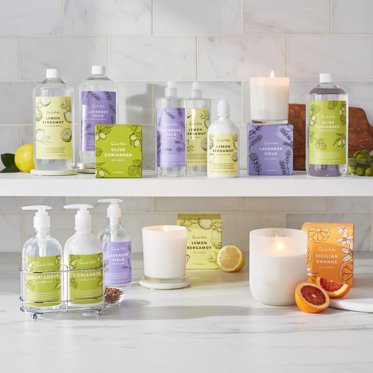 Sur La Table Olive & Coriander Scented Soap and Lotion Gift Set | Bathroom Essentials for Spa-Like Experience at Home