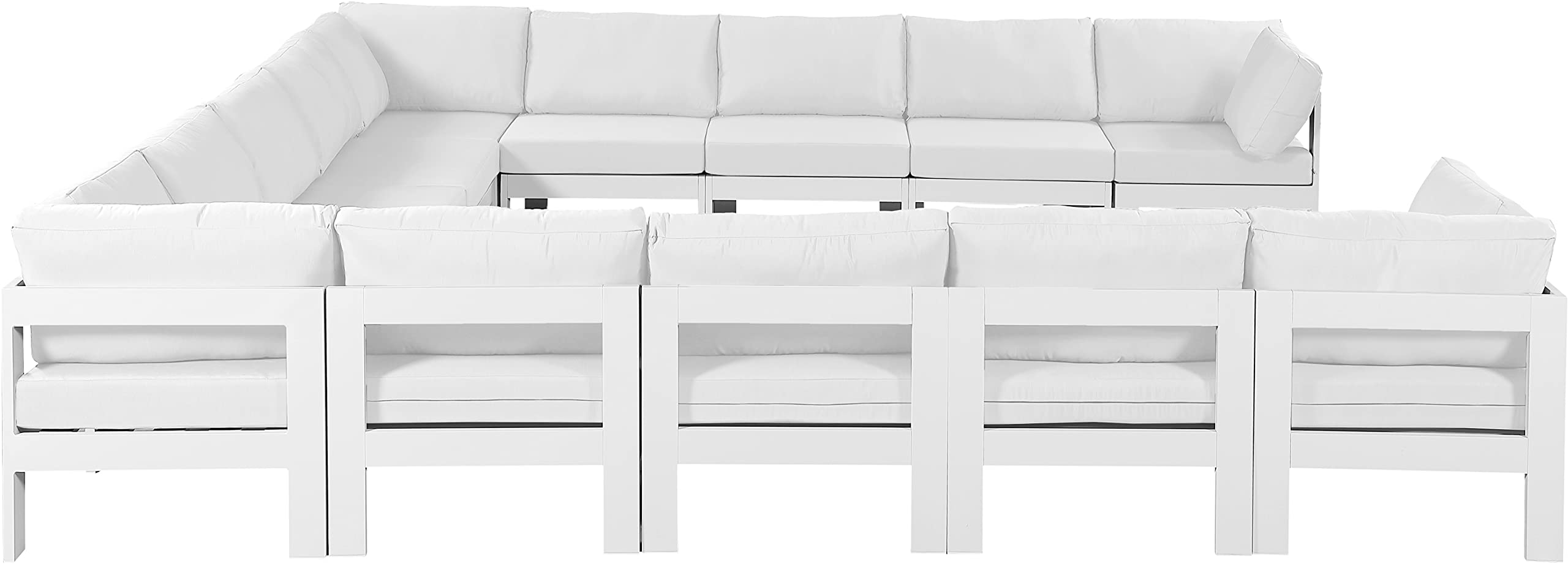 Meridian Furniture Nizuc Collection 375White-Sec13A Modern Outdoor Patio Modular Sectional Sofa Set - Contemporary Waterproof Wicker Furniture for Backyard, Poolside & Garden Relaxation