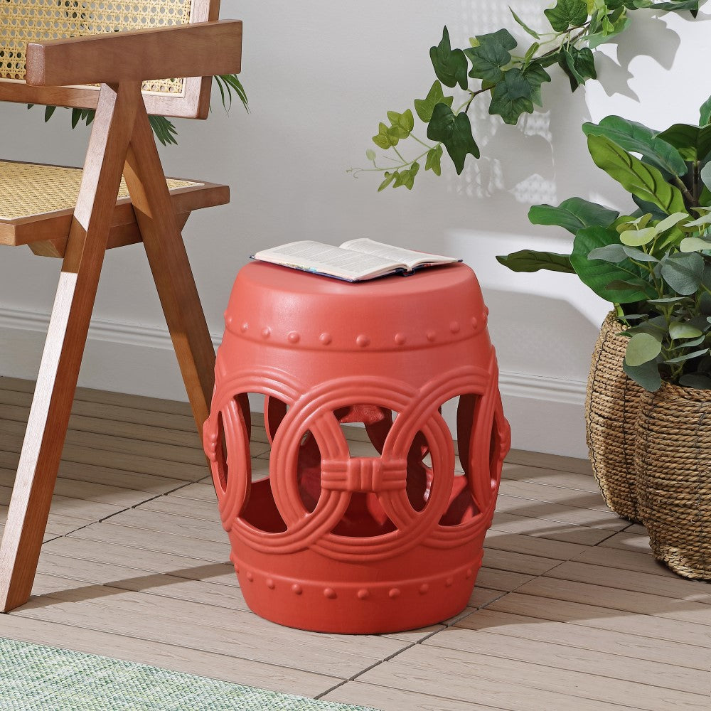 16 Chinese Ceramic Drum Garden Stool - Lucky Coins Decorative Outdoor Seating for Patio, Garden & Porch Decor