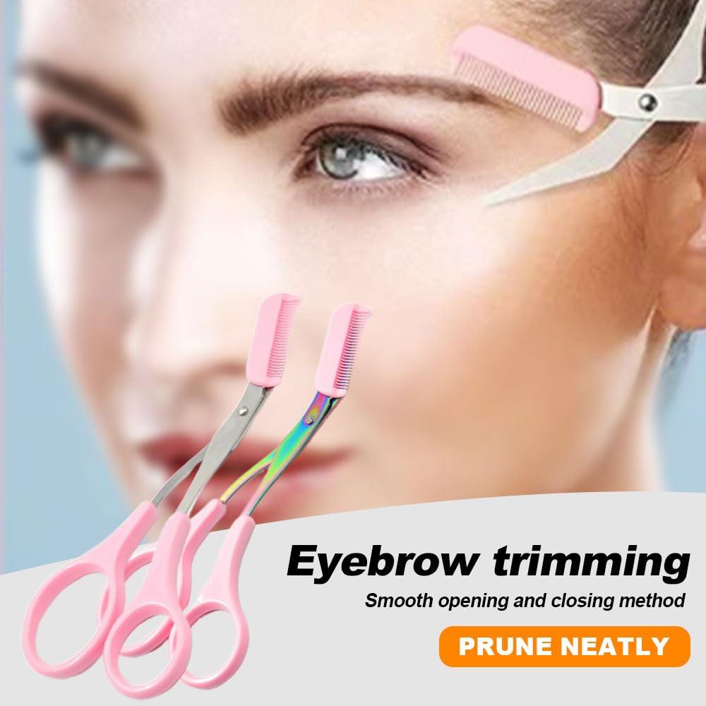 Professional Stainless Steel 2-in-1 Eyebrow Scissors with Comb - Precise Eyebrow Trimmer & Hair Removal Tool for Men & Women (Black) | Perfect for Home Grooming, Salon Use & Travel Makeup Kit