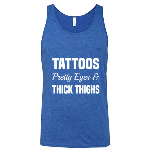 Unisex Tattoos Pretty Eyes Thick Thighs Graphic T-Shirt - Trendy Streetwear for Casual Outfits & Music Festivals