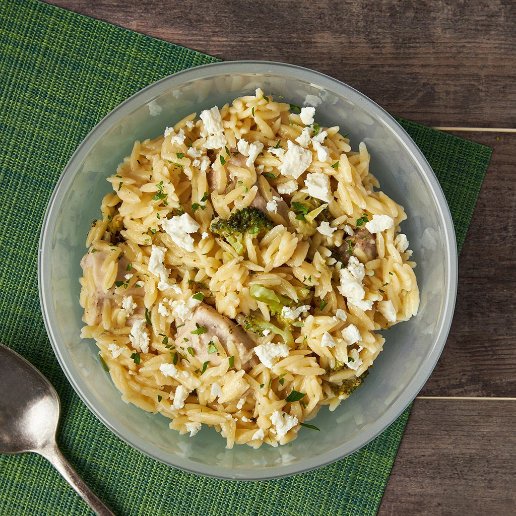 One Dish Chicken with Orzo and Feta Cheese - Easy Mediterranean Dinner Recipe for Family Meals & Weeknight Cooking