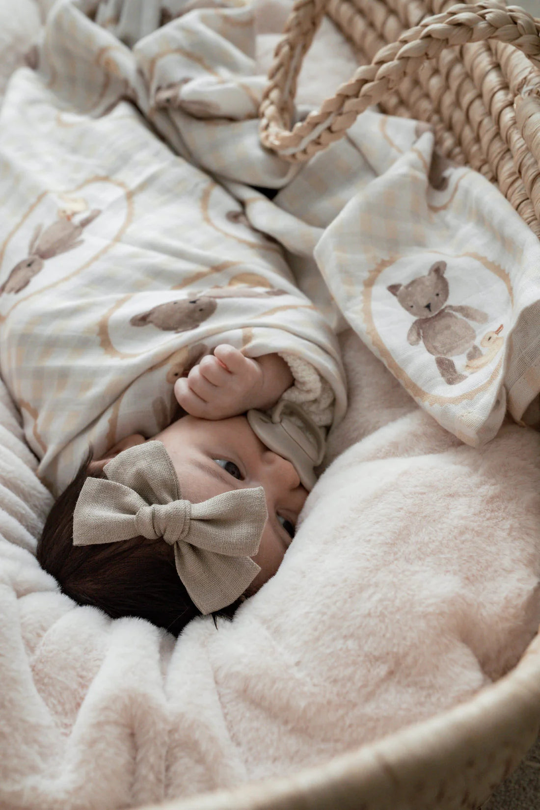 Organic Muslin Swaddle Blanket for Babies - Soft & Breathable Cotton Wrap - Pop Ya Tot Design with Ted and Duck - Perfect for Newborn Swaddling, Nursing Cover & Stroller Blanket