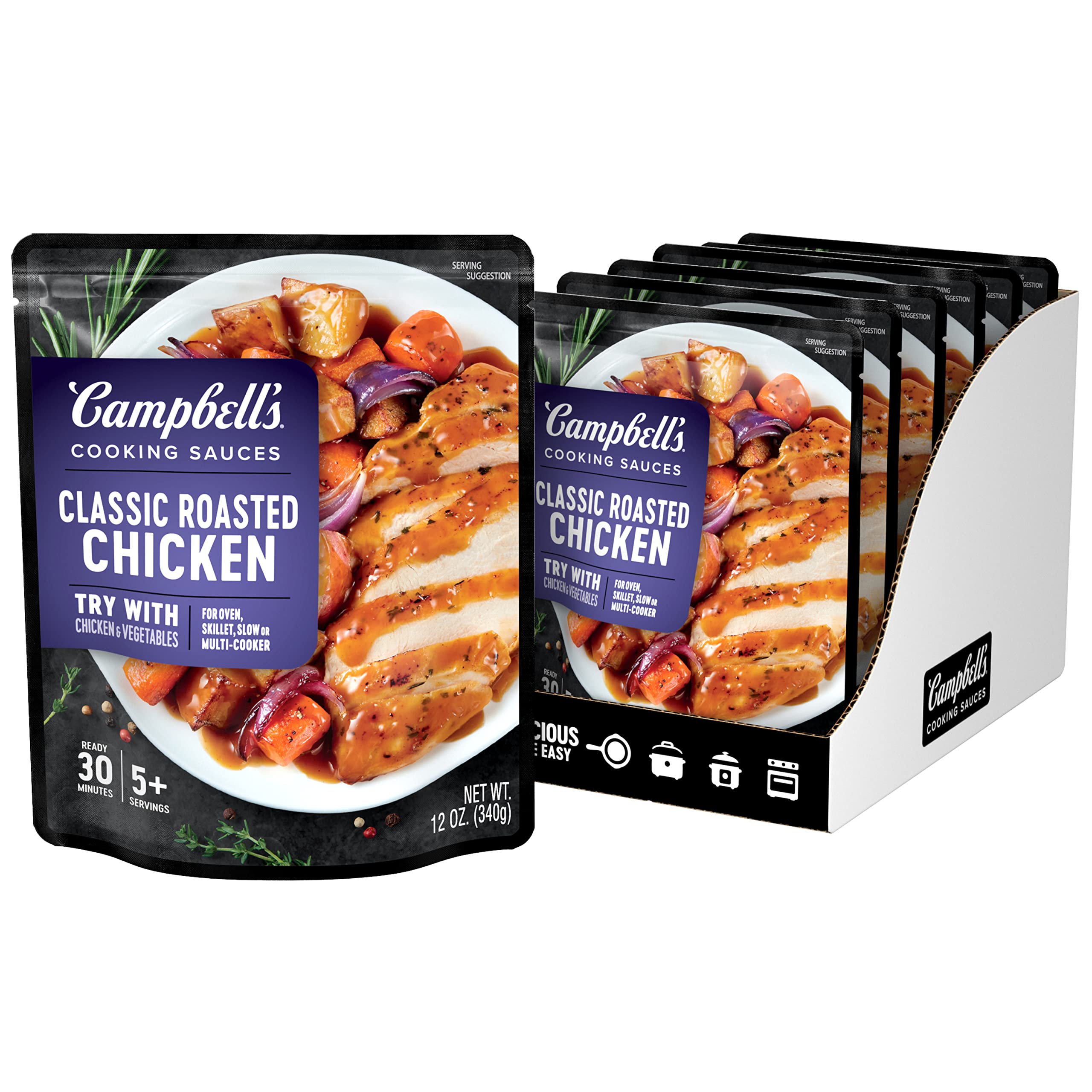 Campbell's Oven Sauces Classic Roasted Chicken - 12 Oz (Pack of 6) | Easy Homemade Chicken Dinner & Meal Prep | Perfect for Family Dinners, Potlucks & Weeknight Meals