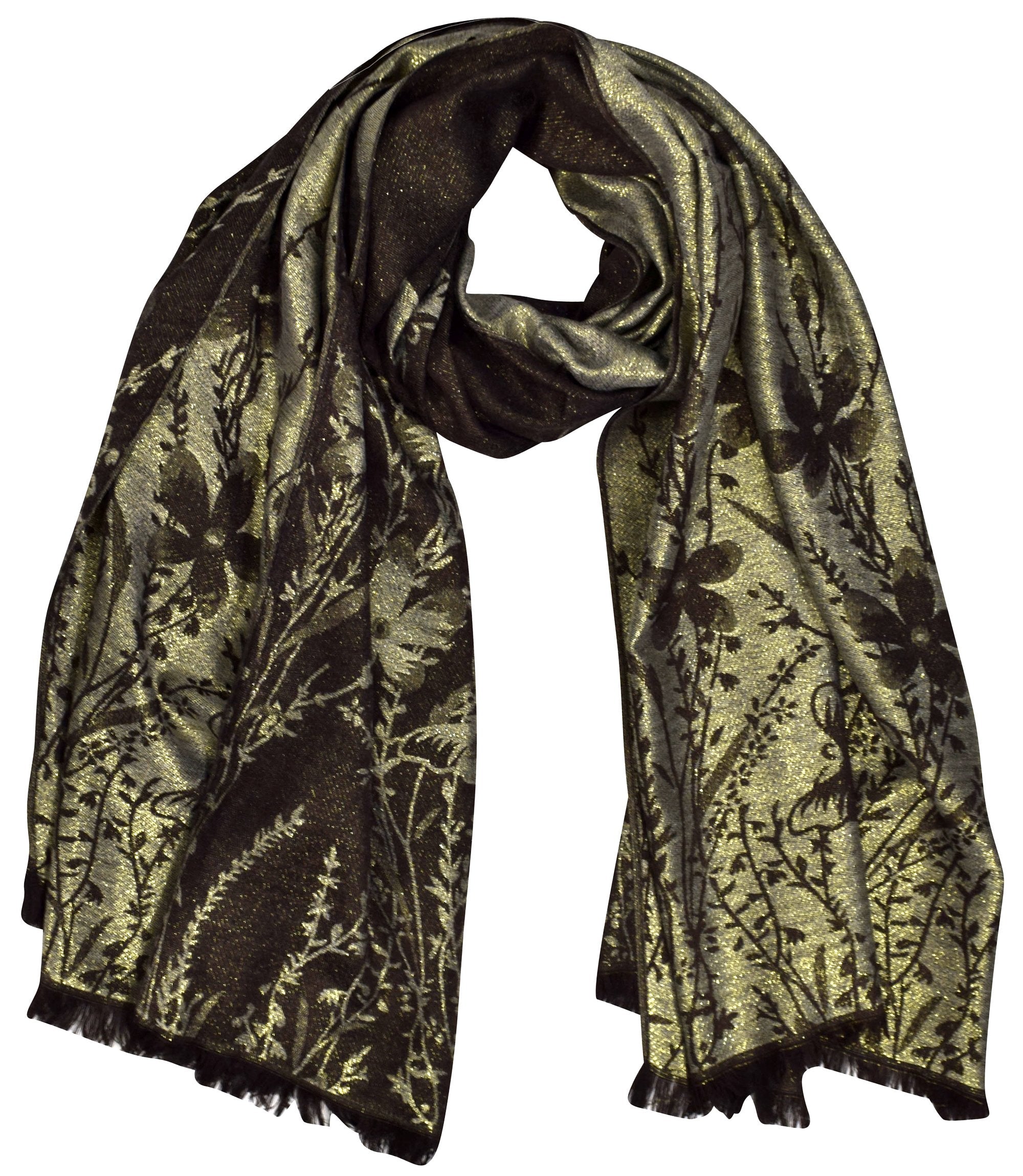 Stylish Reversible Metallic Paisley Shawl Wrap - Women's Fashion Pashmina Scarf for Evening Parties, Weddings & Special Occasions
