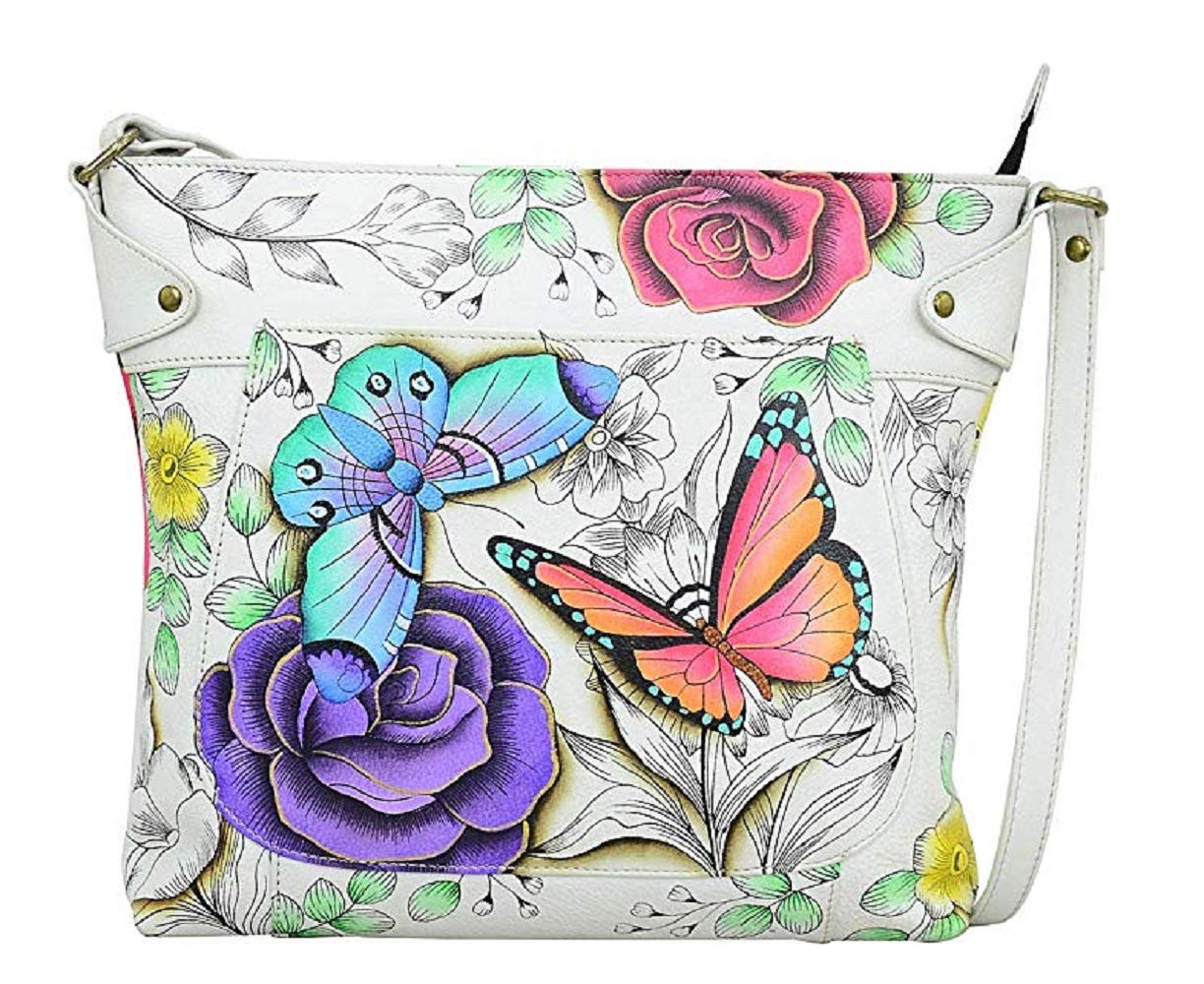 Anna by Anuschka Women's Hand-Painted Genuine Leather Convertible Tote Bag - Stylish Shoulder Bag & Crossbody Purse for Work, Travel & Everyday Use