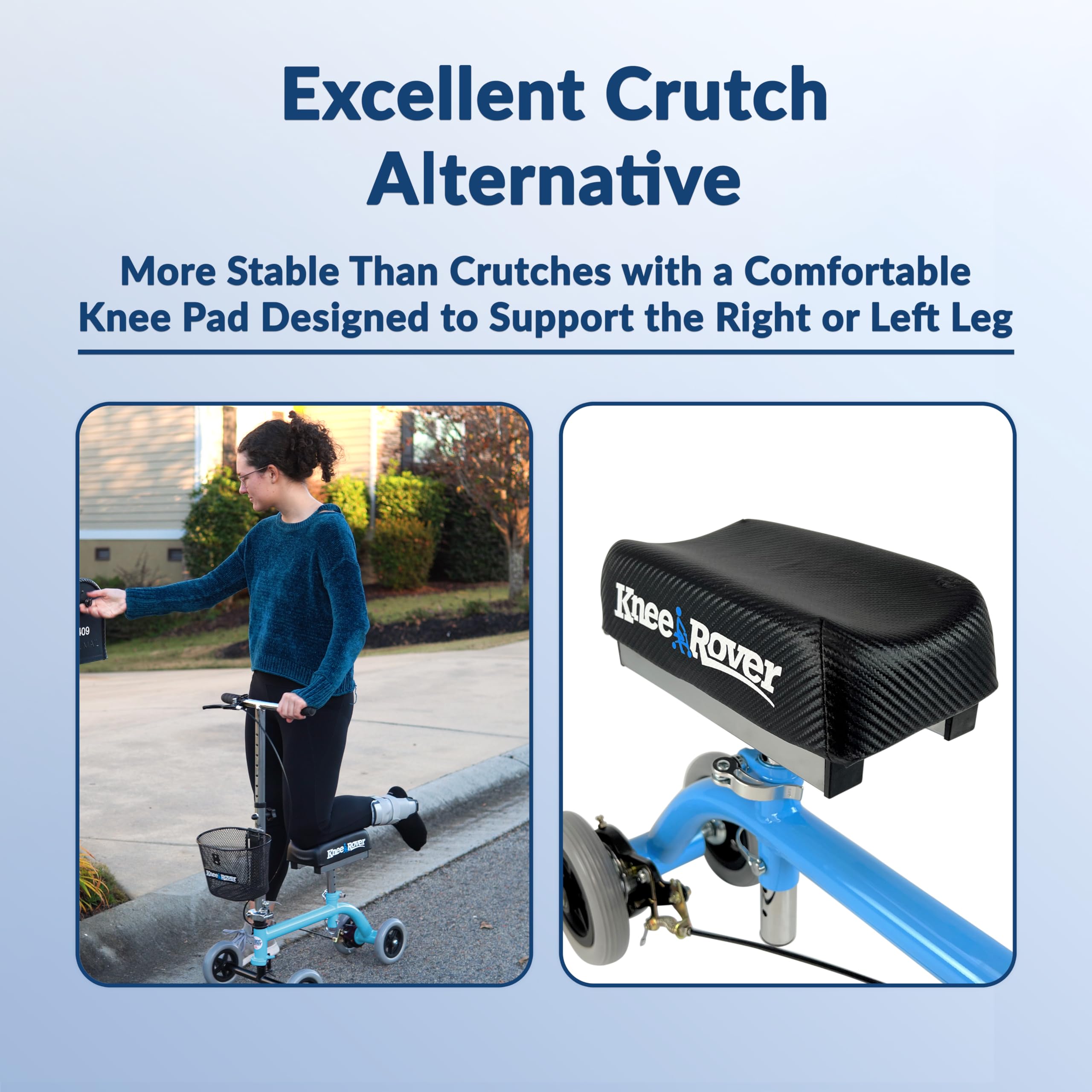 **KneeRover Kids Knee Walker Scooter - Lightweight Pediatric Knee Scooter for Broken Ankle, Foot Surgery & Injuries - Adjustable for Small Adults & Children (Light Blue) - Ideal for Post-Surgery Mobility & Indoor/Outdoor Use**