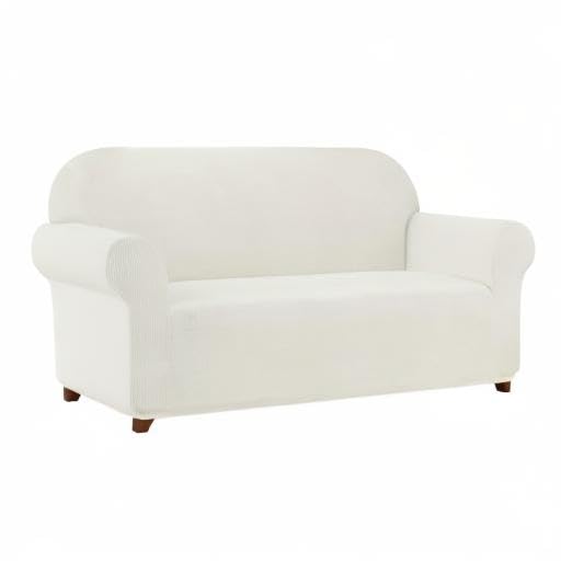 SUBRTEX Stretch Sofa Slipcover - Washable 3-Seater Couch Cover for Living Room (Off-White, Large) | Fits 3-Cushion Sofas | Perfect for Pet Owners & Family Gatherings