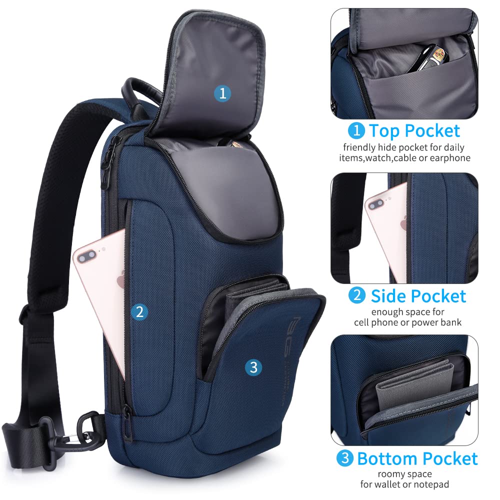 BANGE Sling Bag for Men & Women - Lightweight Crossbody Shoulder Backpack with Adjustable Strap, Water-Resistant Travel Bag for Hiking, Gym, Work & Daily Use