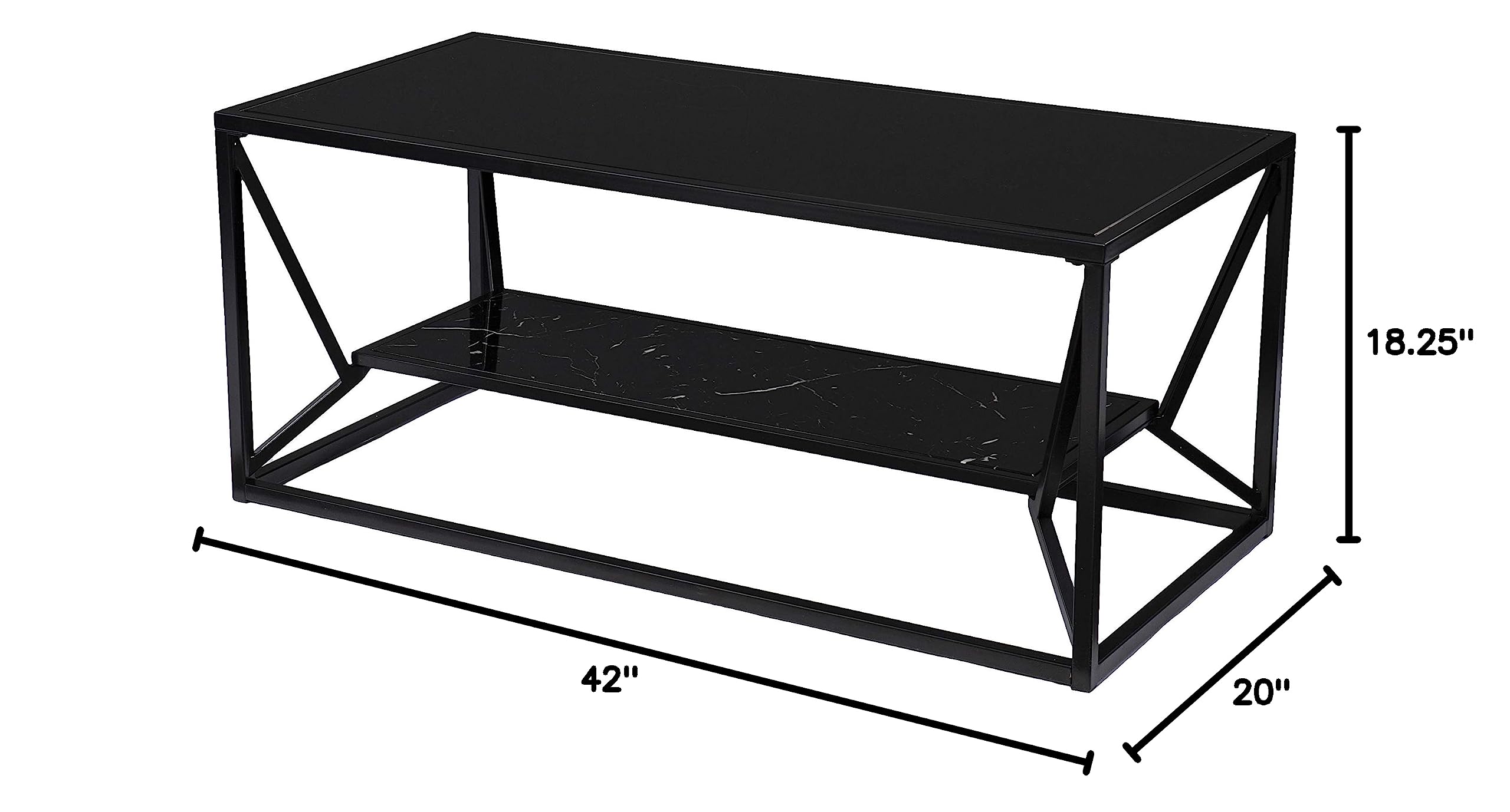 SEI Furniture Argall Modern Cocktail Table - Black Coffee Table for Living Room, Perfect for Small Spaces & Home Decor