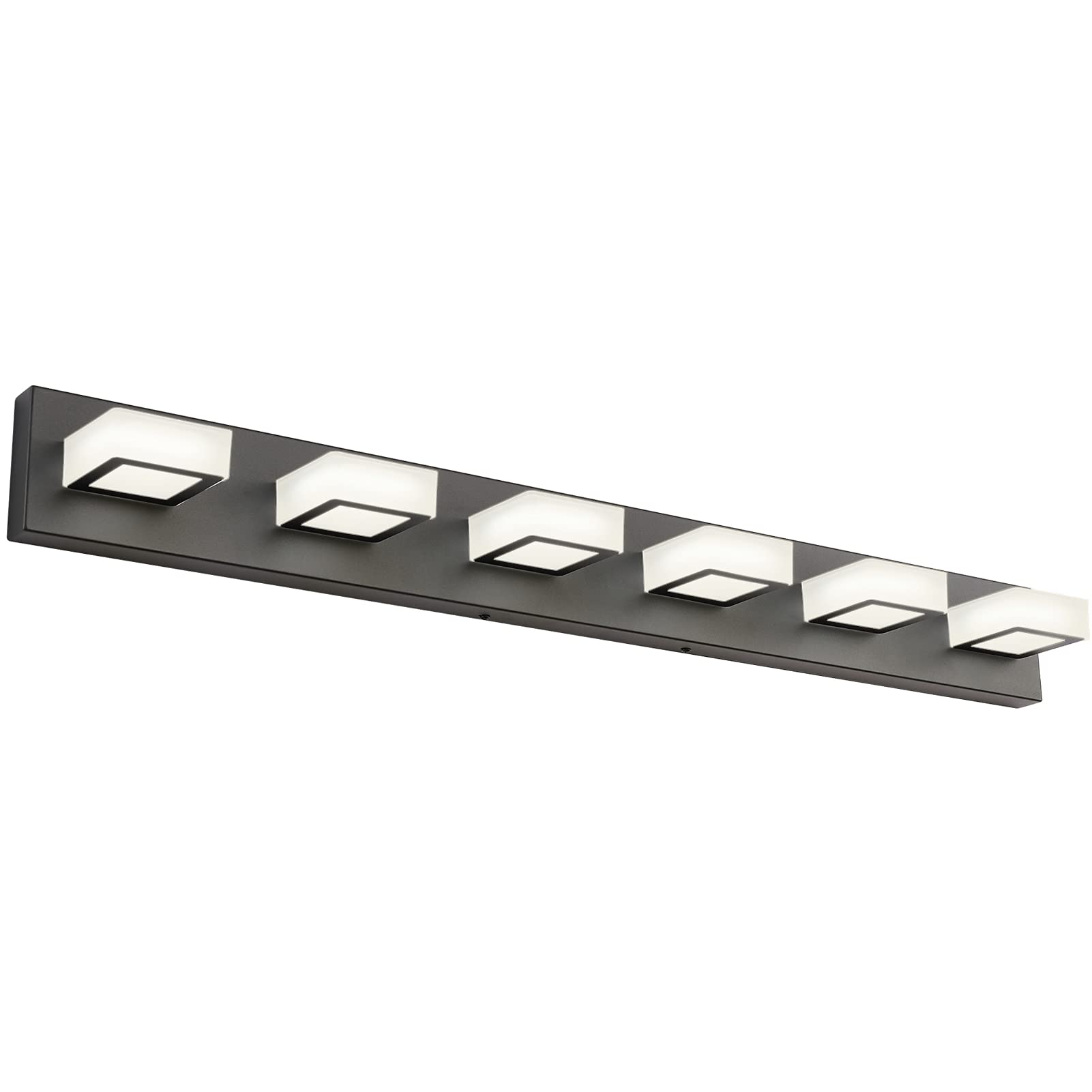 Ralbay 6-Light Modern Matte Black Bathroom Vanity Light Fixture - Acrylic LED Vanity Lighting with 4500K Neutral White - Perfect for Bathroom, Powder Room & Dressing Area Makeup Mirror Lighting