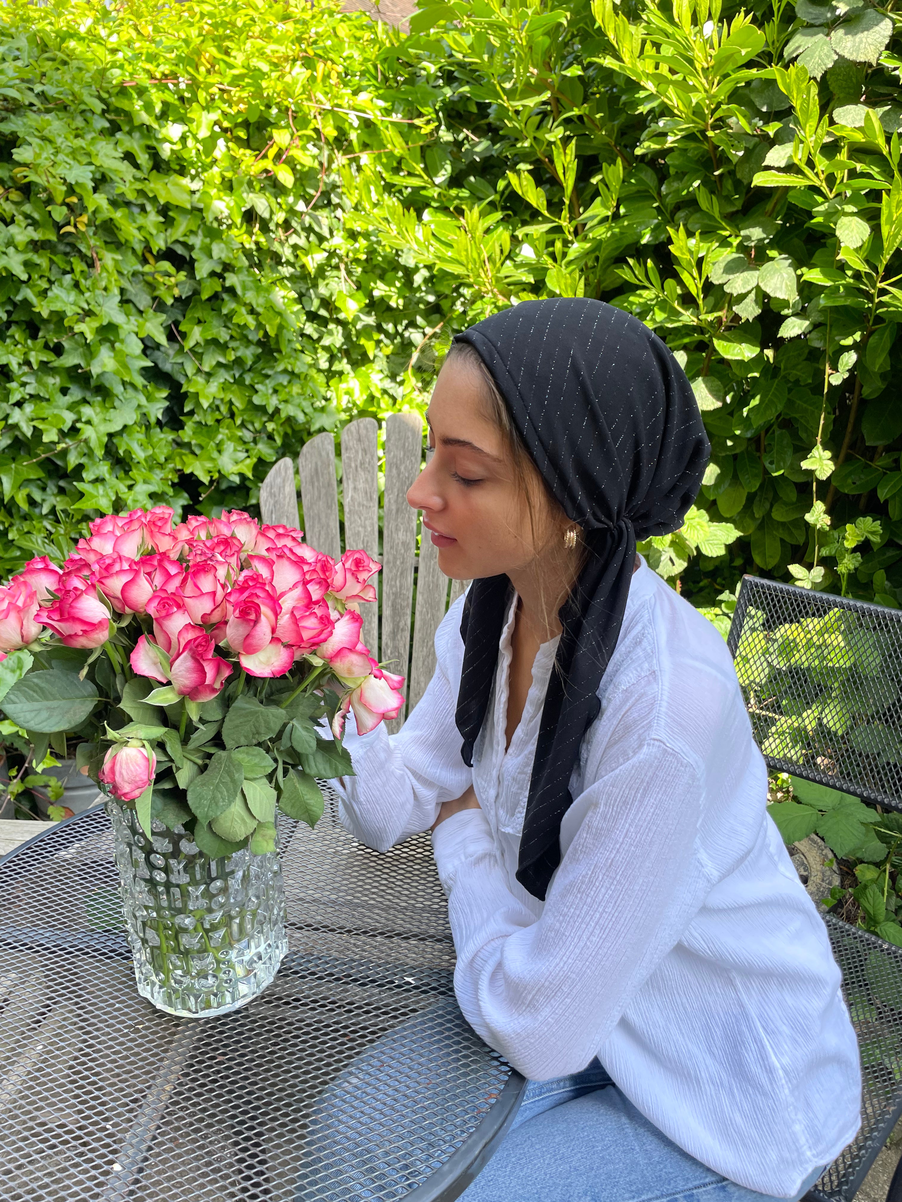 Premium Black & Silver Pre-Tied Bandana Scarf | Made in USA | Perfect for Motorcycle Riders, Western Fashion & Patriotic Events