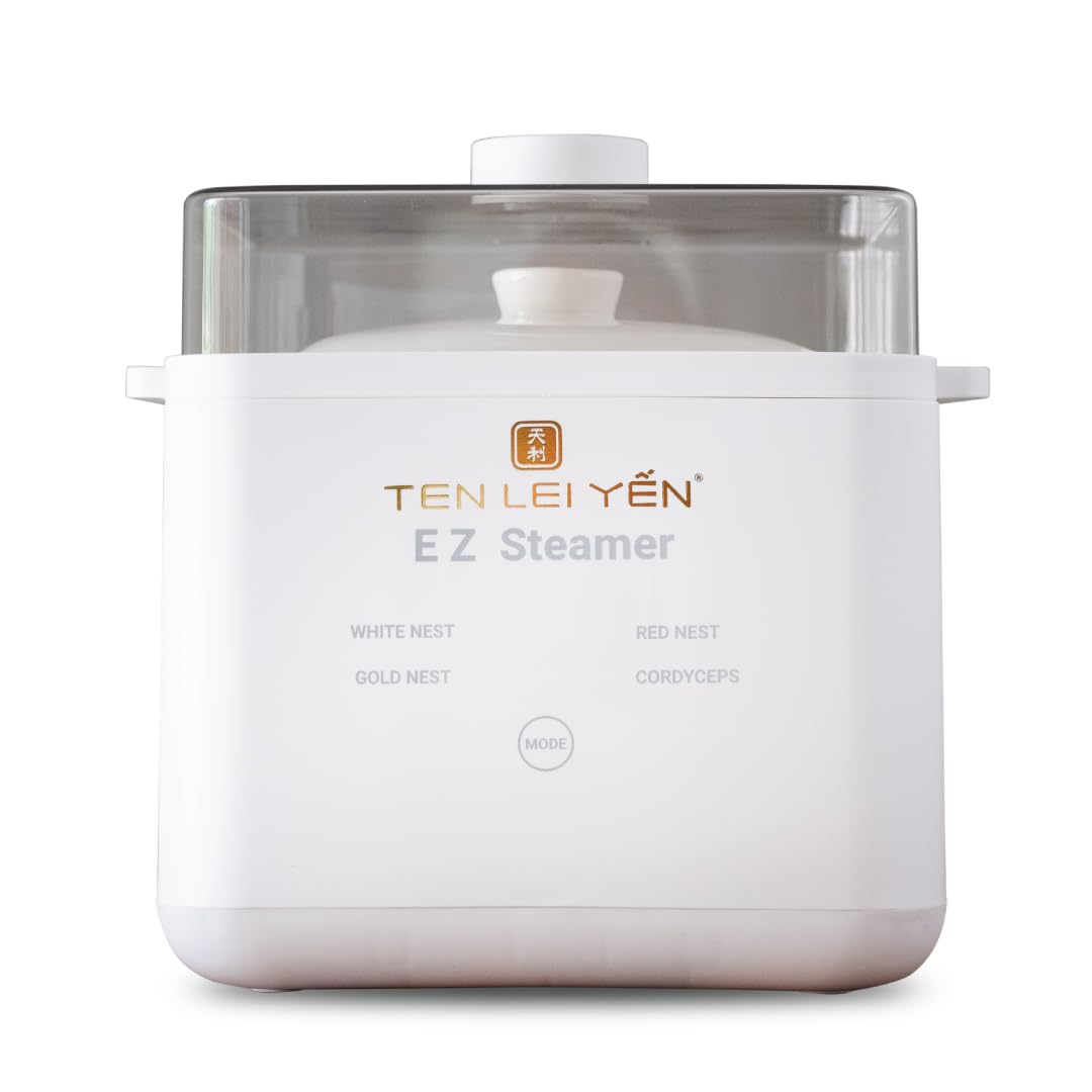 EZ Steamer Automatic Multi-function Electric Edible Birds Nest (Yan Wo, Yến Sào) and Cordyceps Cooker - 1L/33.81oz Capacity for Healthy Cooking at Home | Perfect for Making Traditional Chinese Herbal Soups & Nutritious Beverages