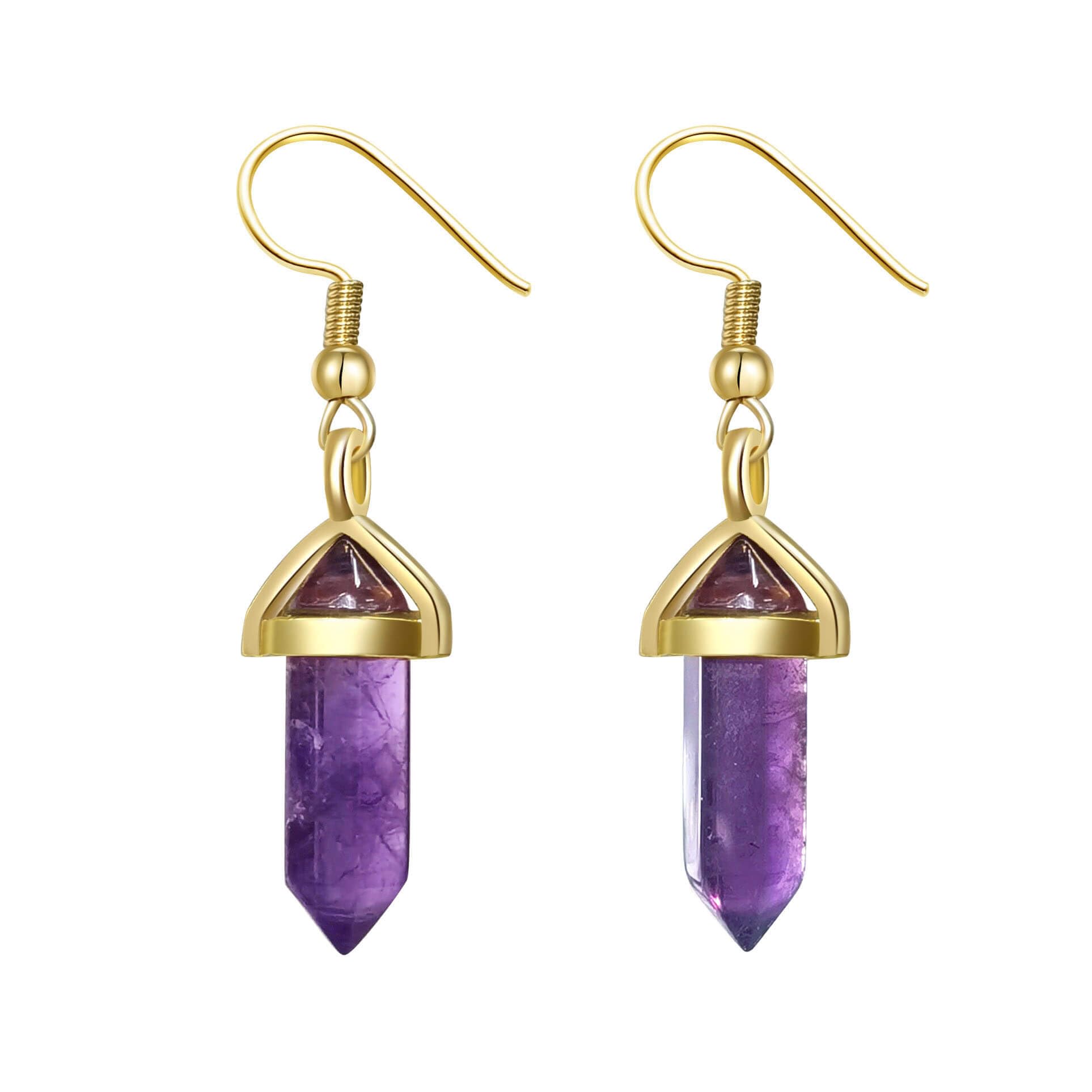 Natural Rose Quartz Earrings for Women - Unique Healing Crystal Dangle Drop Earrings with Gold Hexagonal Points & Stainless Steel Fish Hook | Reiki Gemstone Jewelry for Meditation, Yoga & Spiritual Healing