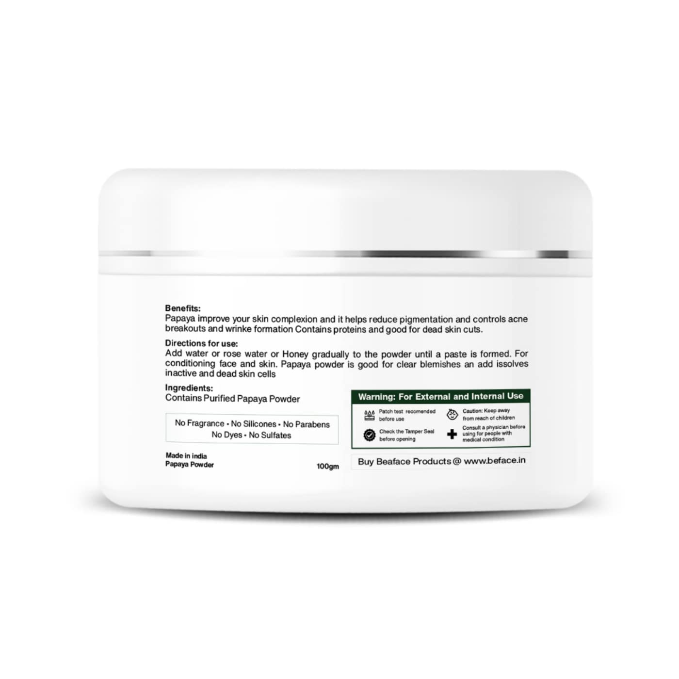 Beaface Combo Pack - 100g Papaya Powder & 100g Multani Mitti for Acne, Pigmentation & Skin Blemishes | Natural Face Mask for Glowing Skin | Perfect for Daily Skincare Routine & Spa Treatments