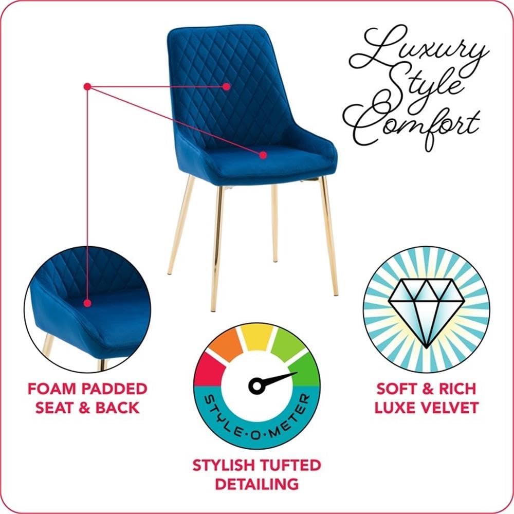 CorLiving Nash Navy Blue Velvet Fabric Diamond Tufted Side Chair - Elegant Accent Chair for Living Room, Bedroom & Office Decor