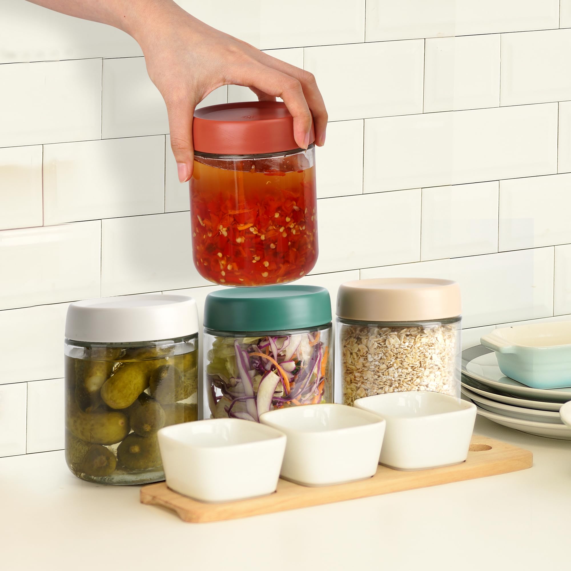 4-Pack 16oz Glass Mason Jars with Lids - Perfect for Overnight Oats, Meal Prep, Salad, Cereal, Snacks, Pudding & Yogurt Storage - Ideal for Breakfast, Office Lunch & Healthy Eating On-The-Go