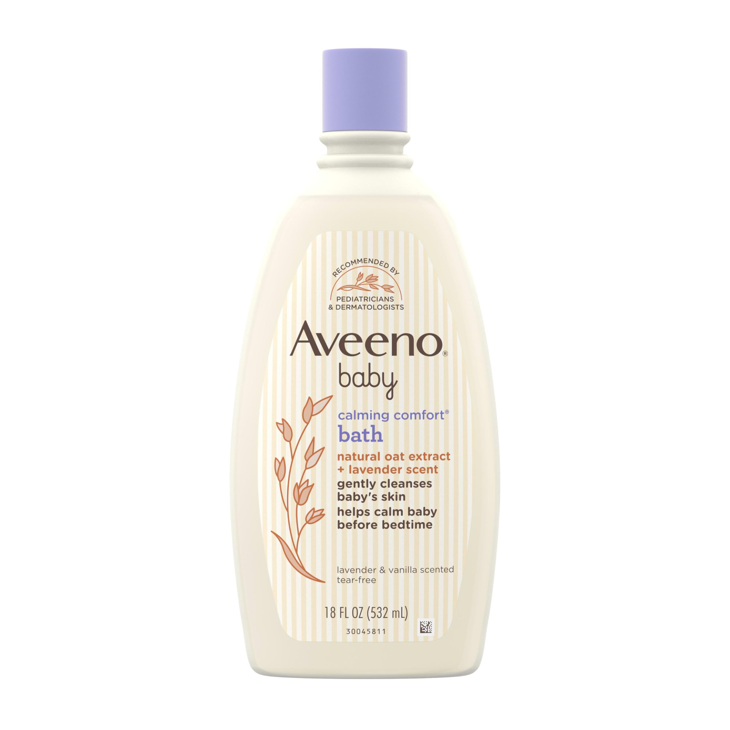 Aveeno Baby Nighttime Calming Comfort Bath, Body & Hair Wash with Lavender & Vanilla - Tear-Free, Soap-Free, Natural Oat Extract - 18 Fl Oz for Relaxing Bedtime Routine & Gentle Baby Skin Care