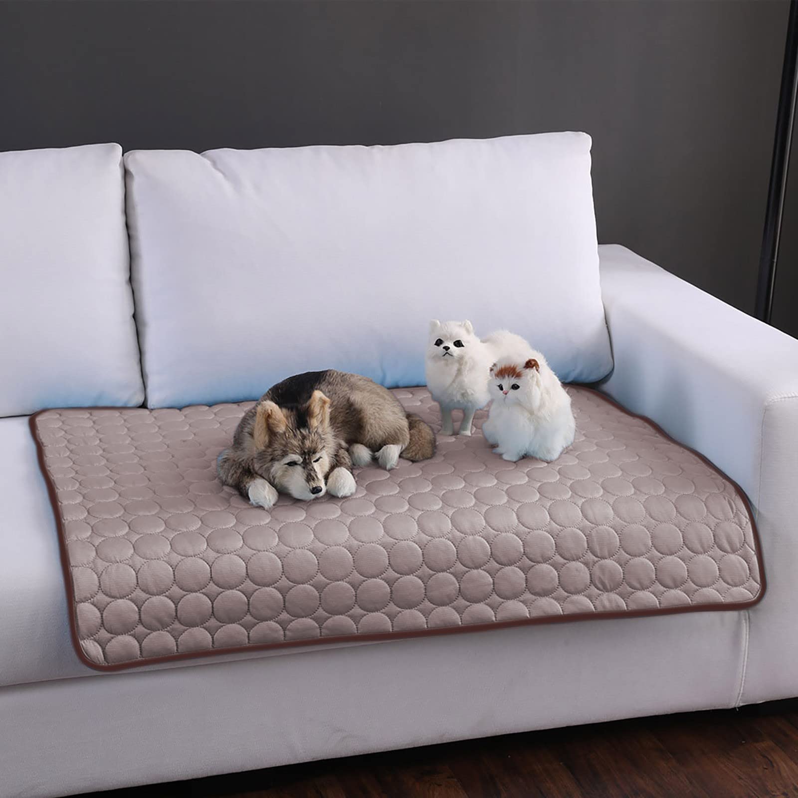 Dog Cooling Mat - Ice Silk Pet Cooling Pad for Dogs & Cats, Washable & Portable Cooling Dog Bed (16x12 Inches, Coffee) - Perfect for Hot Weather, Travel, and Indoor/Outdoor Use