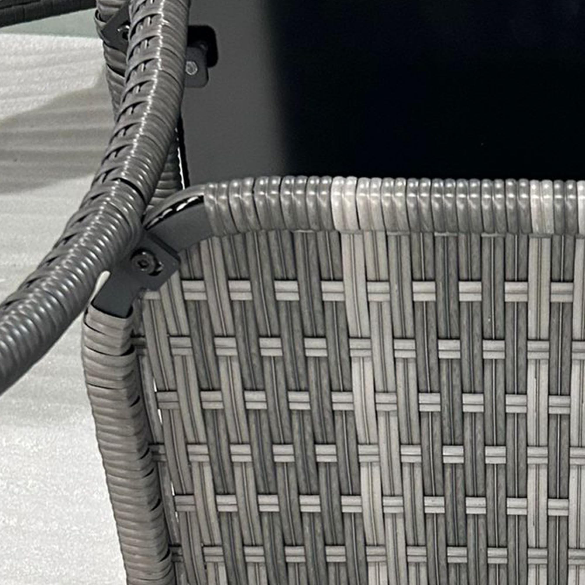 Outsunny Gray Rattan Side Table with Storage Shelf - Aluminum Frame Square Coffee Table with Tempered Glass Top - Perfect for Patio, Garden & Outdoor Living Spaces